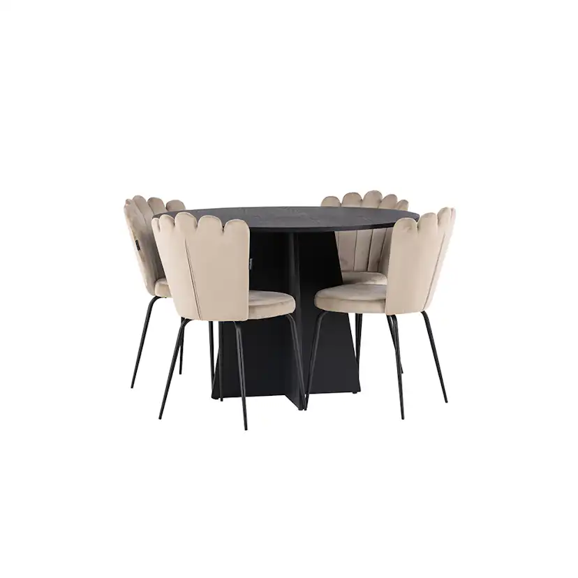 Spisegruppe Venture Home Bootcut Ø110 cm med 4 Limhamn Light Stoler