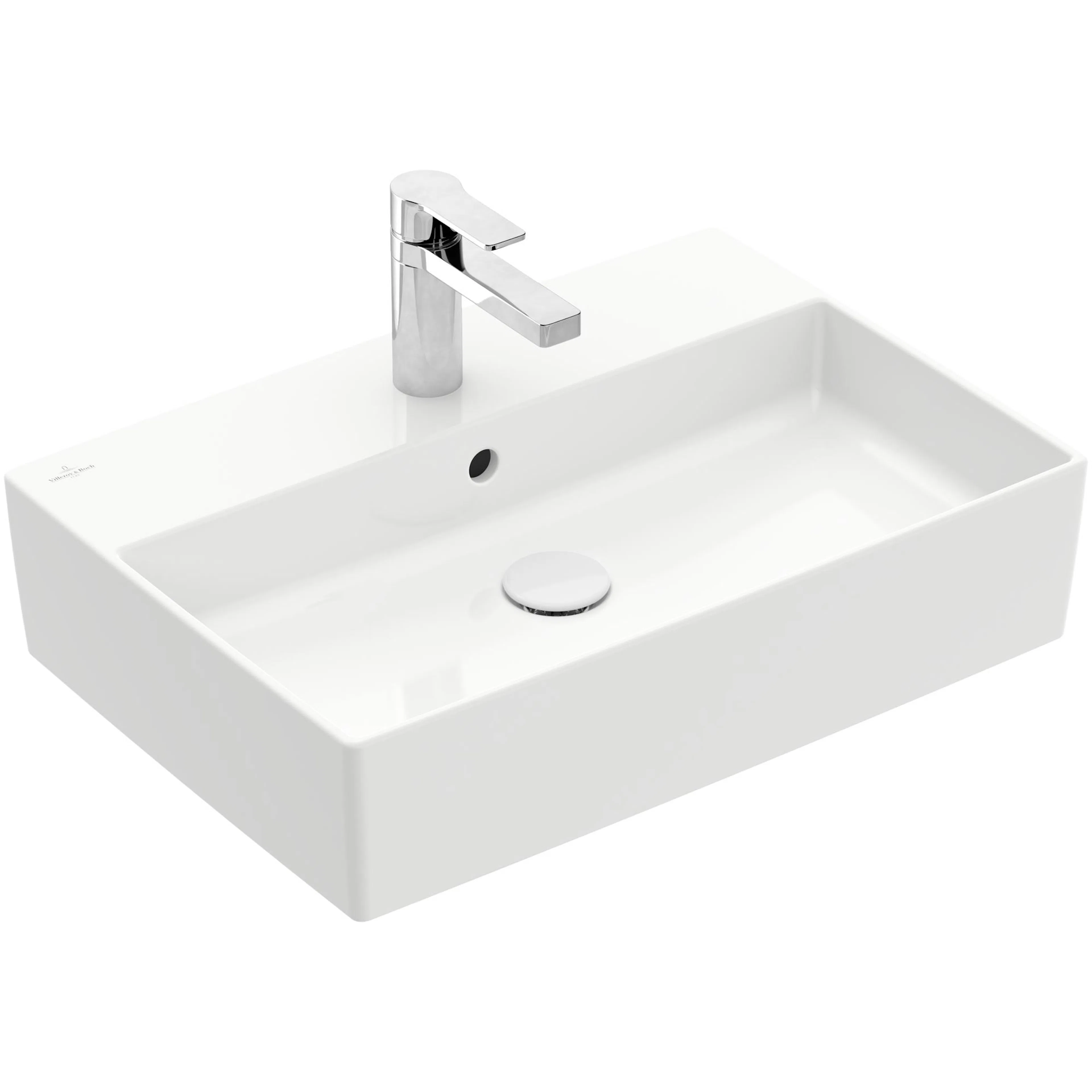 Tvättställ villeroy & Boch Memento 2.0 4A0760R1 Vit Alpin CeramicPlus, Med Bräddavlopp, 600 mm, för Trehålsblandare