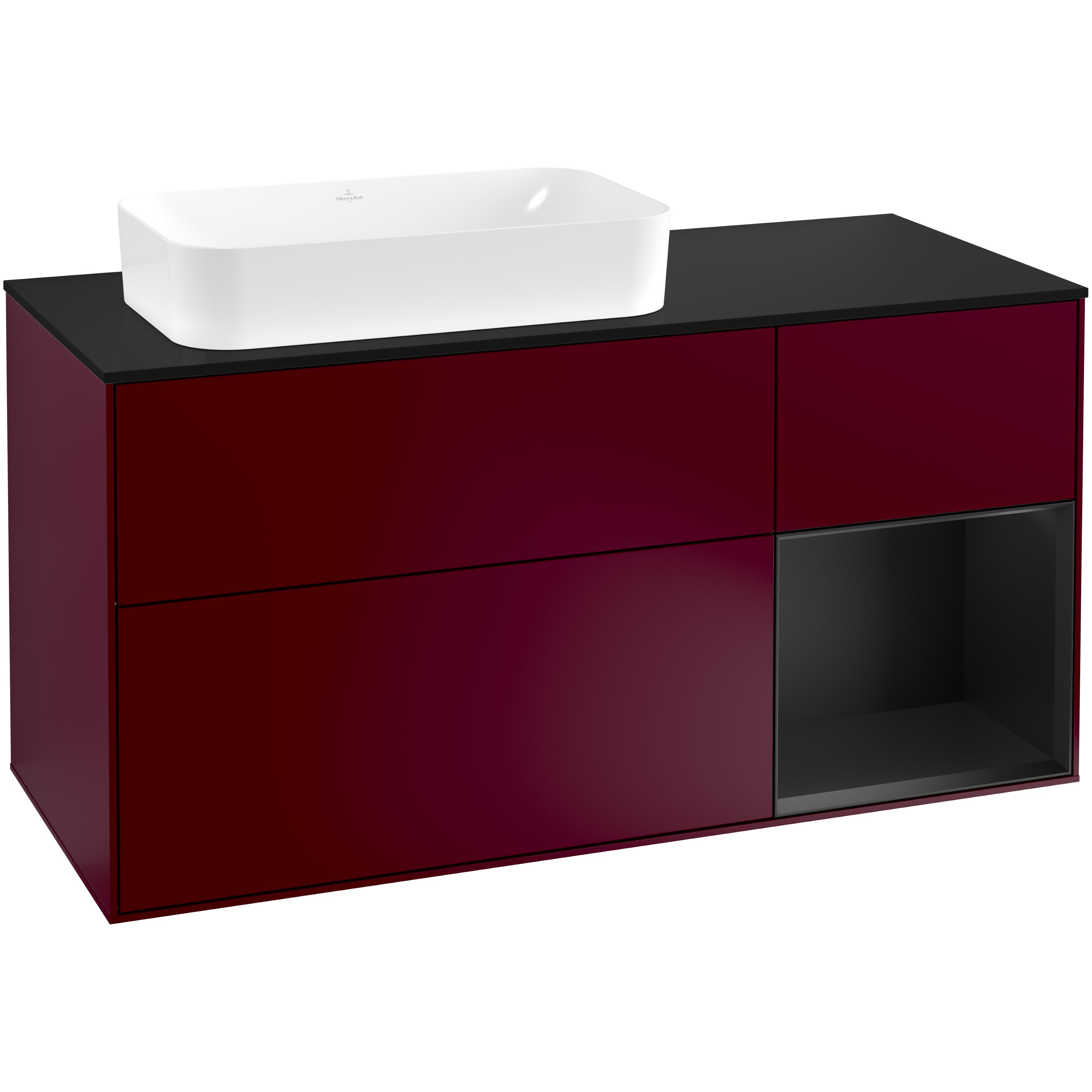 Tvättställsskåp Villeroy & Boch Finion med 3 Lådor Hylla och Bänkskiva för Ocentrerat Fristående Tvättställ