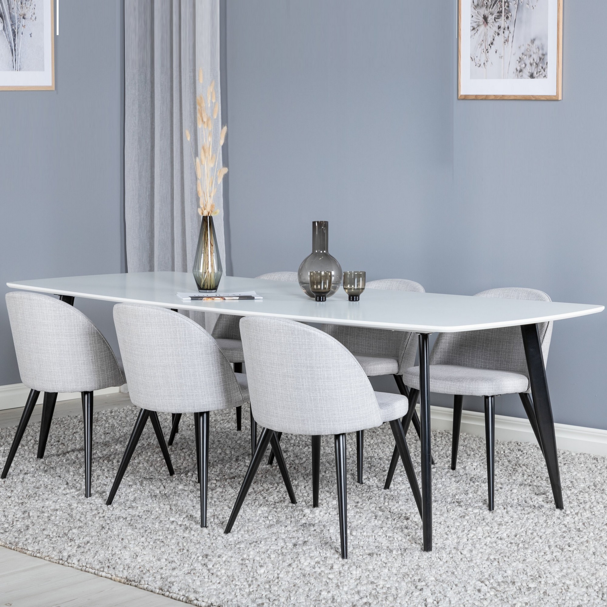 Spisegruppe Venture Home Polar med 6stk Velvet Stoler