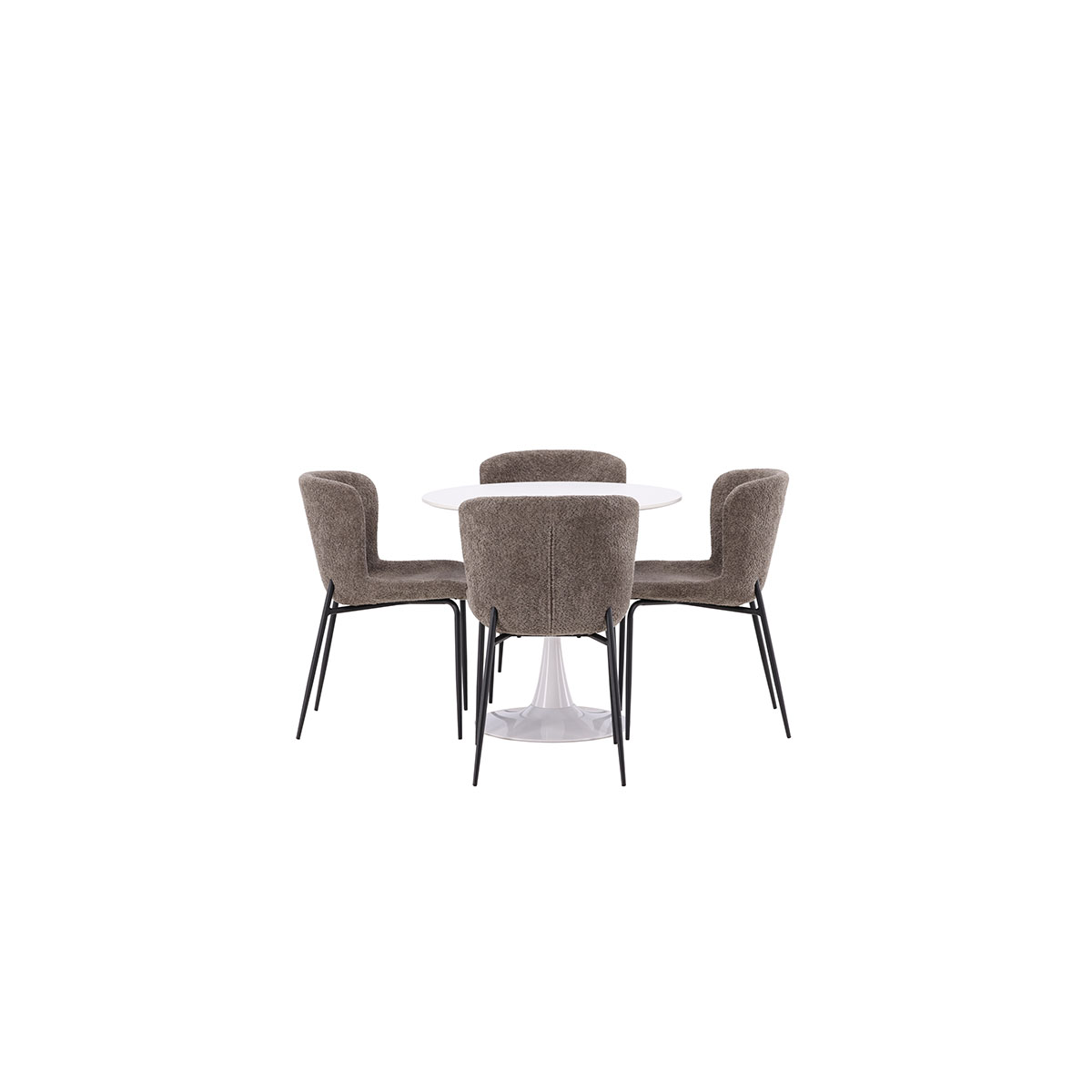 Hamden Dining Table - White MDF+Modesto Dining Chair - Grey Grå/Hvit