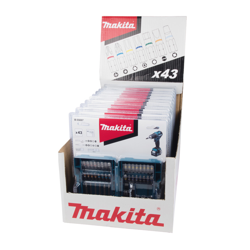 Bitssett Makita B-55697 43 deler og Oppbevaringsboks