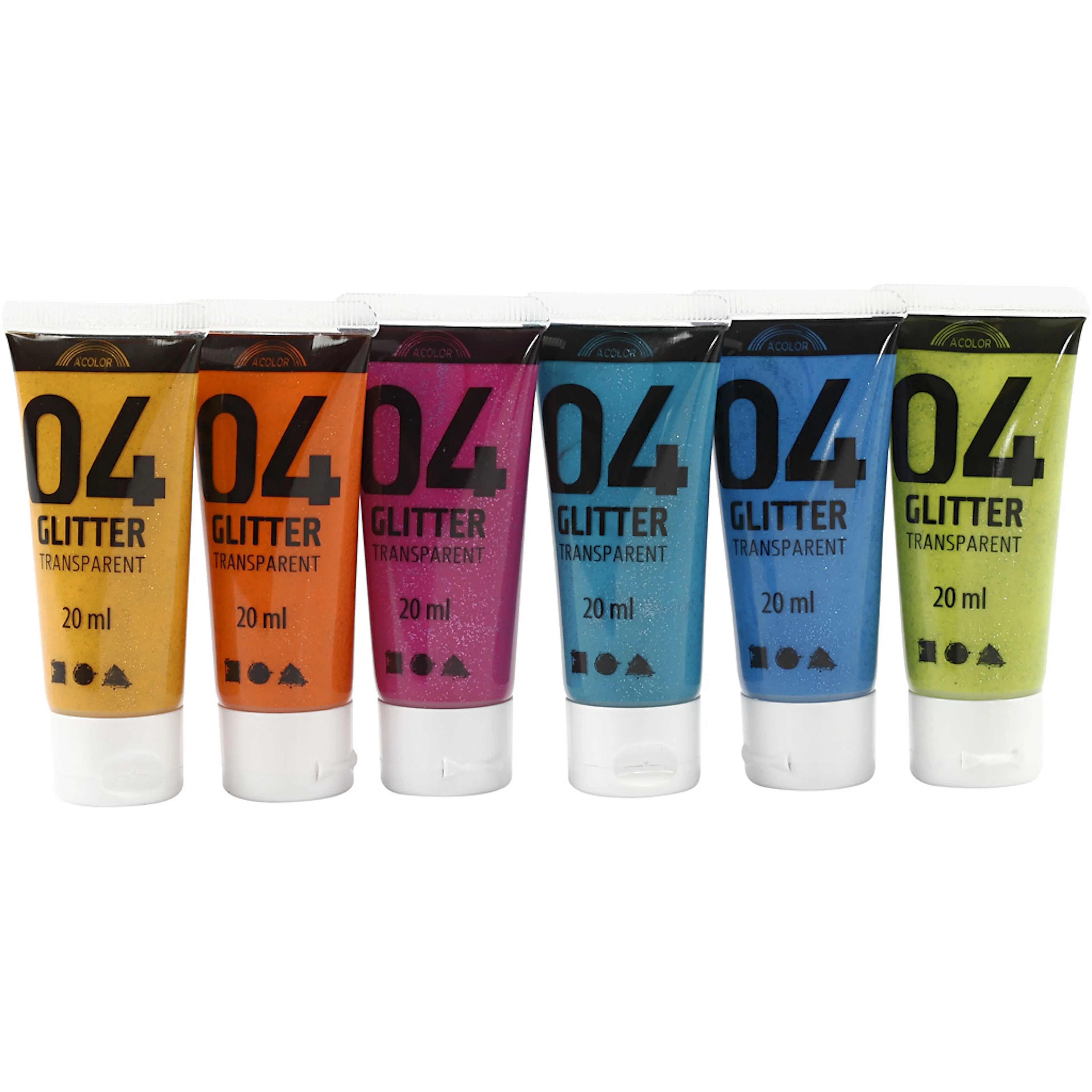 Glitterfarge Creativ Company Ass Farger Nr 04 6x20 ml/1 Pk