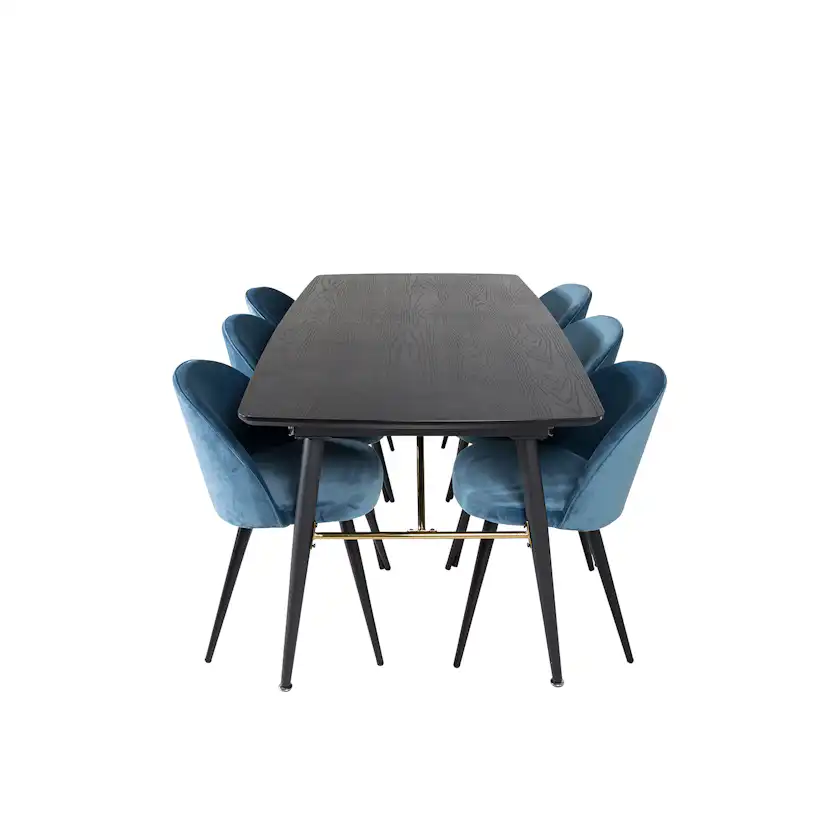 Spisegruppe Venture Home Gold med 6 Velvet Stoler