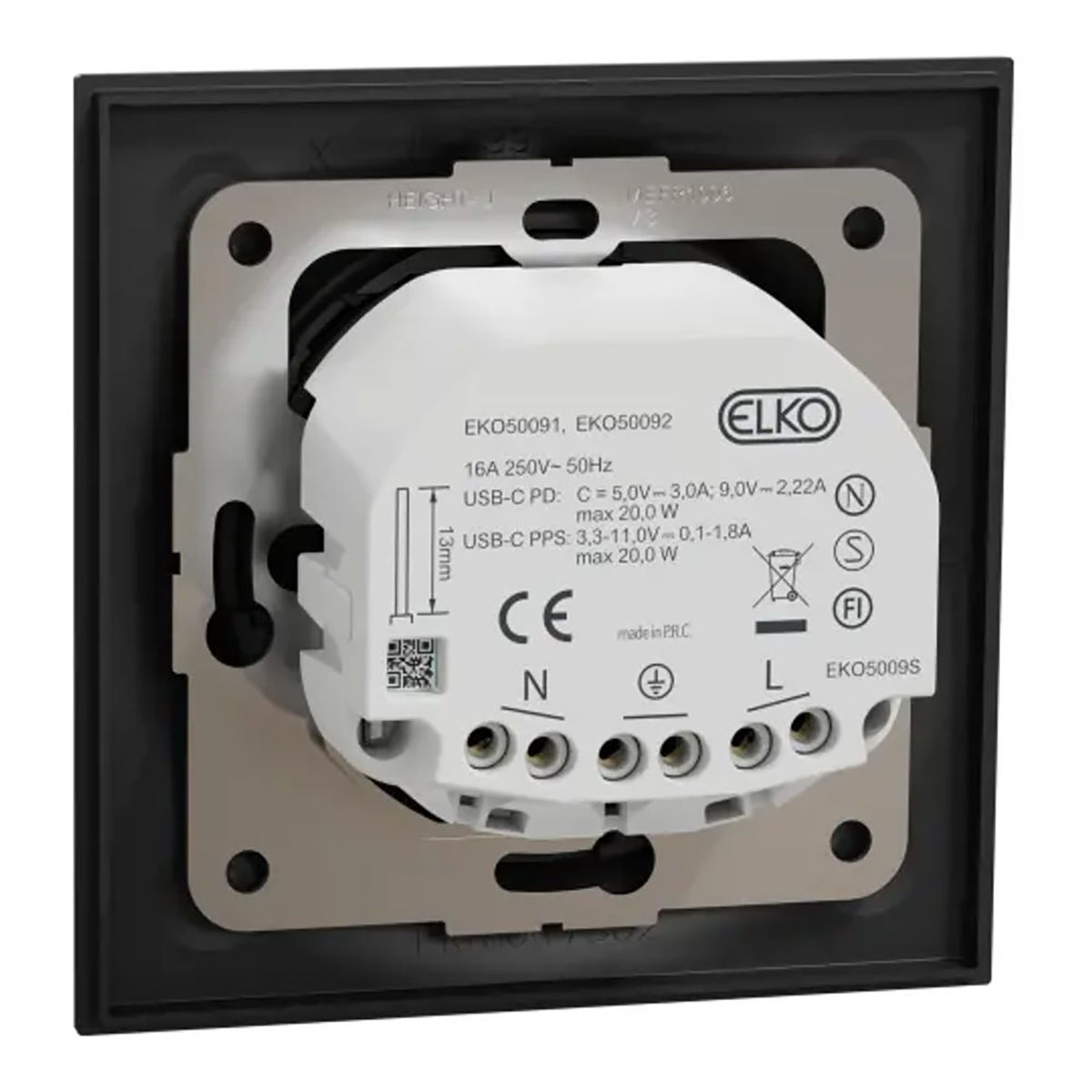 Vegguttak Elko One USB 1-veis Jordet med Hurtigkobling