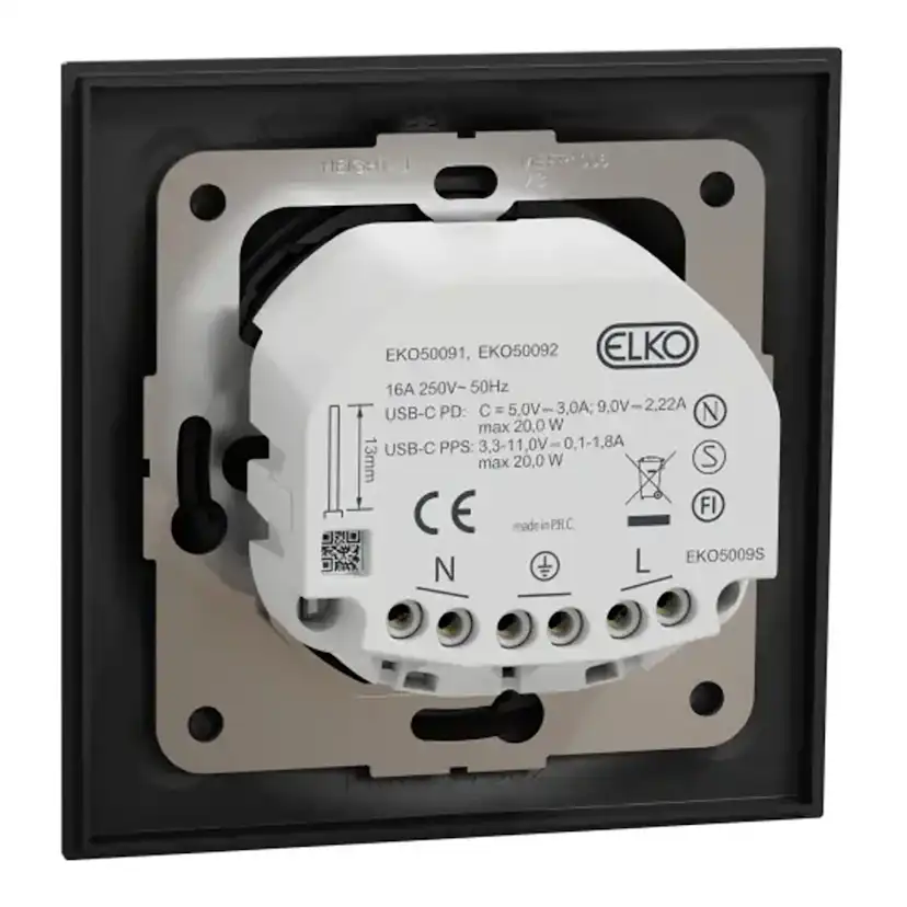 Vegguttak Elko One USB 1-veis Jordet med Hurtigkobling