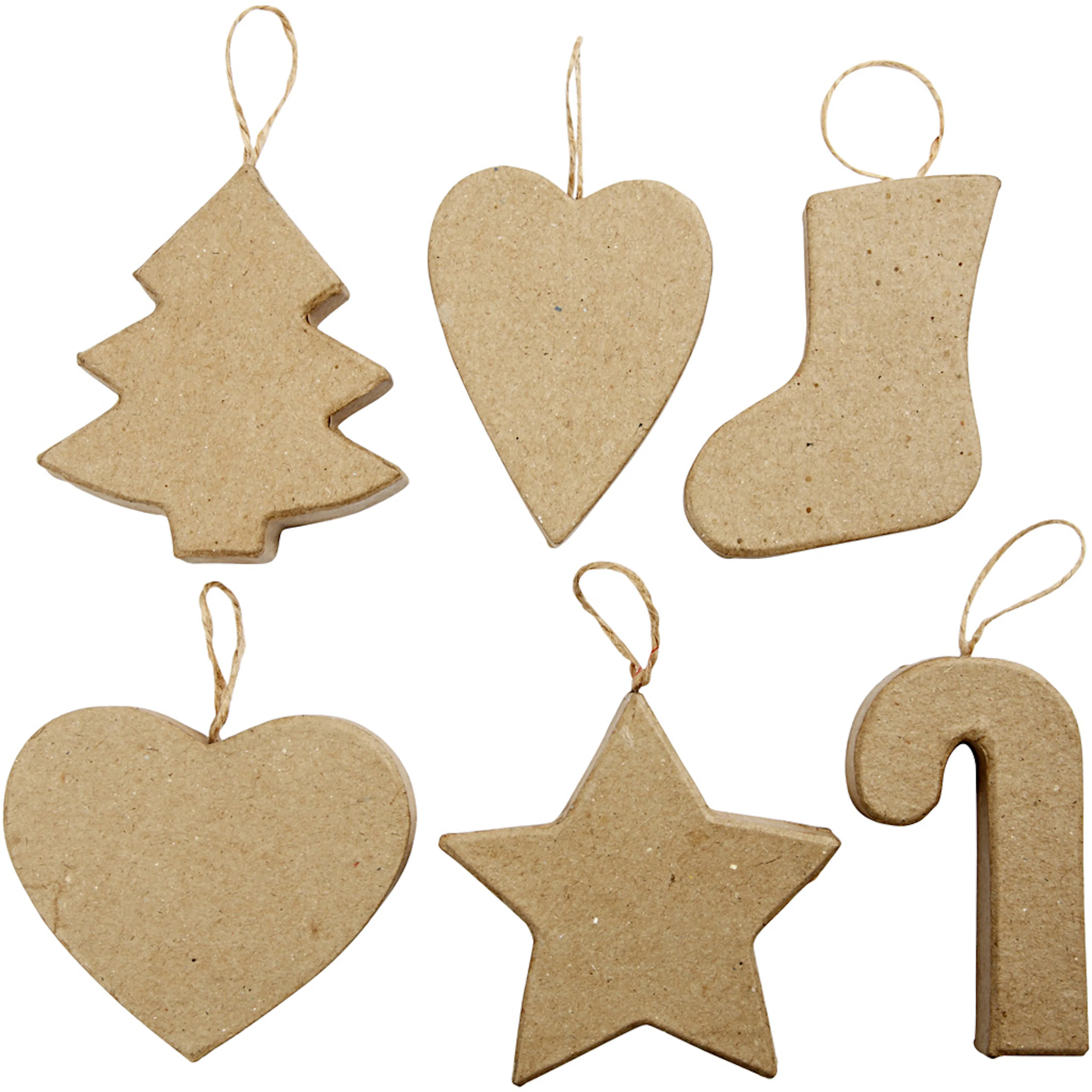 Juldekorationer, H: 7+8 cm, 6 st./ 1 förp. 6 st