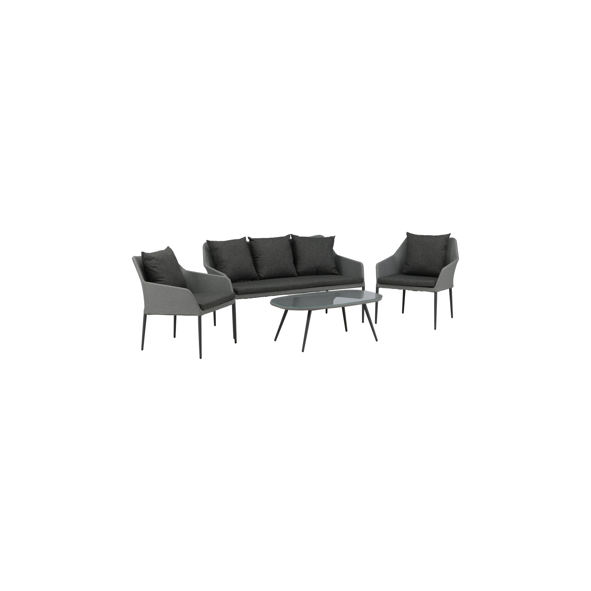Spoga, Sofa Set, Black, Grey Sort
