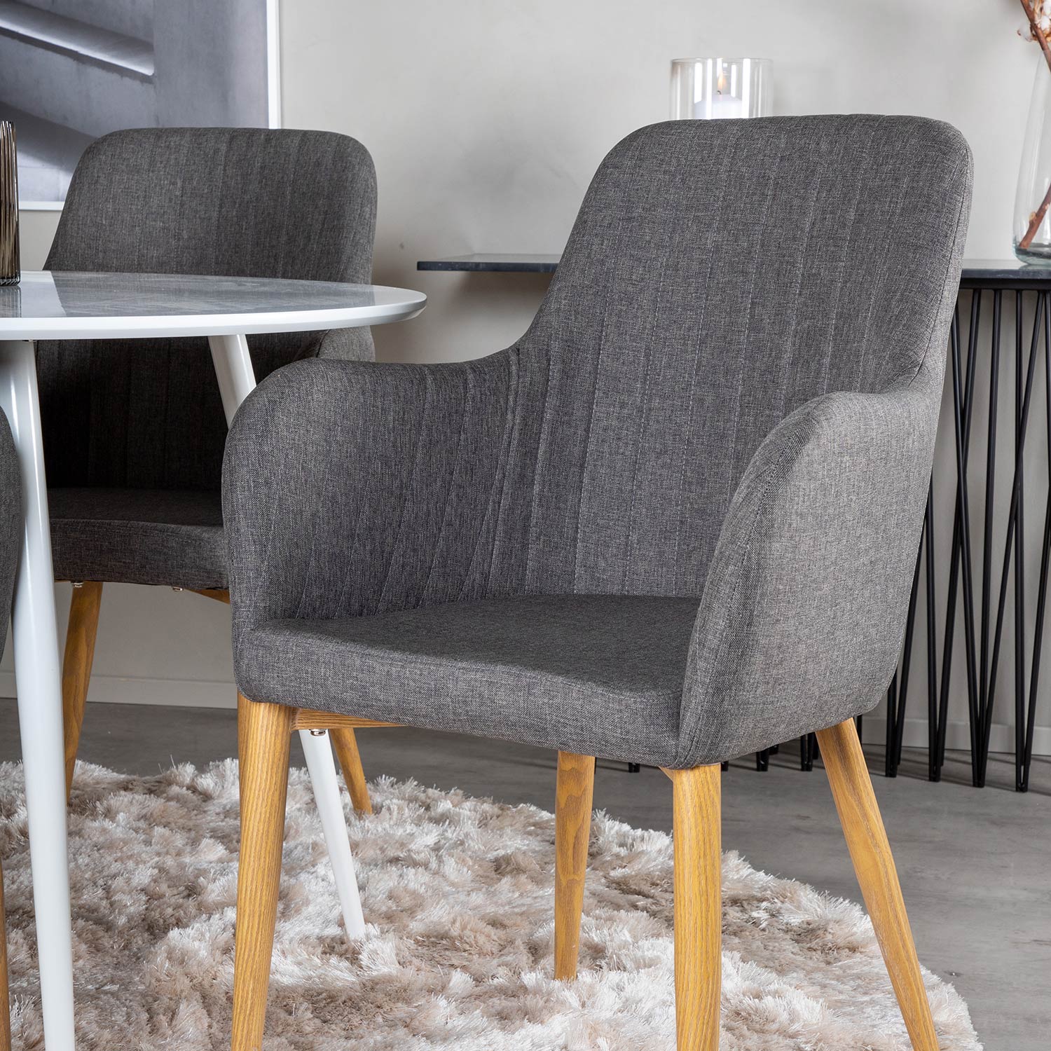 Spisegruppe Venture Home Plake med 4 Corina Stoler Polyester Rundt