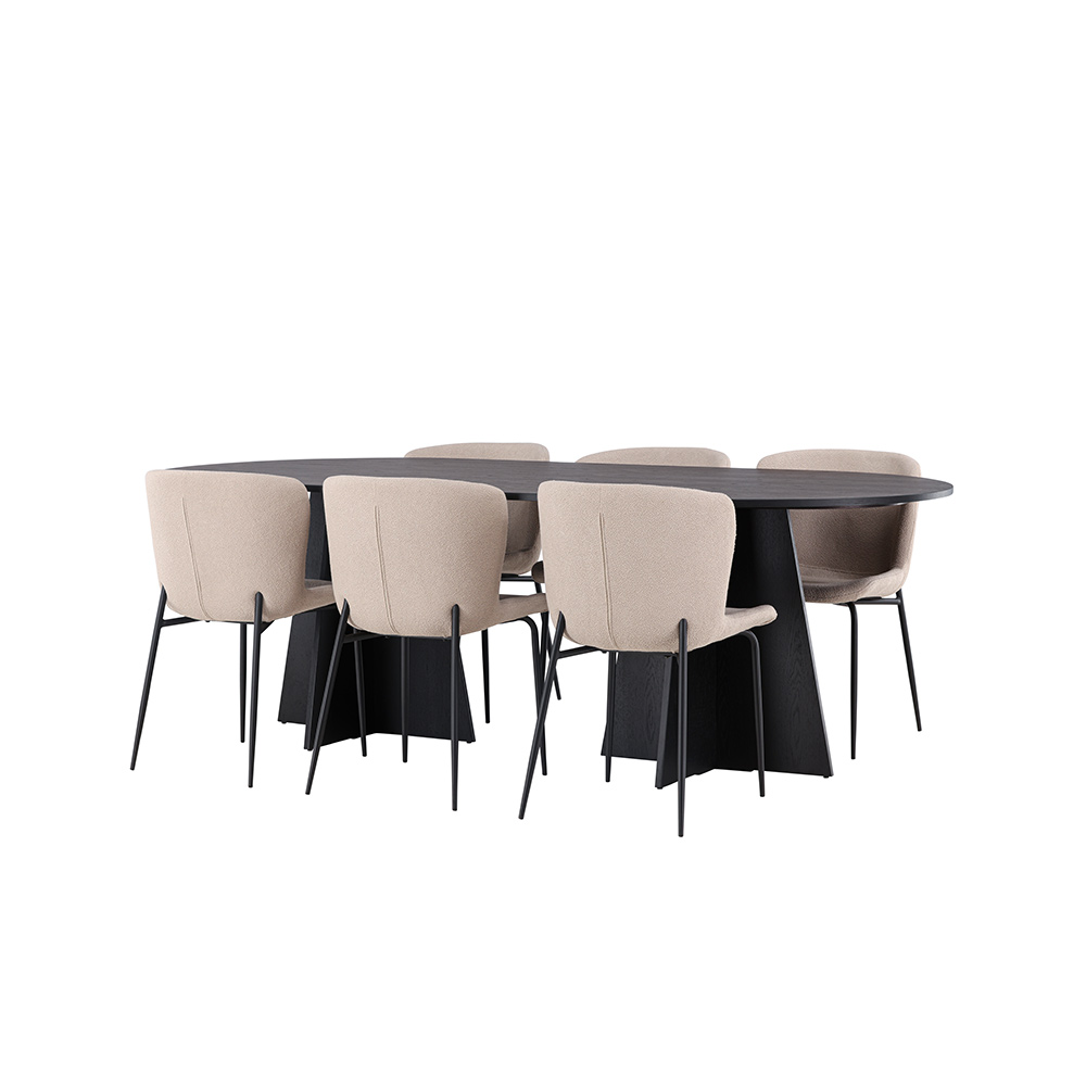 Spisegruppe Venture Home Bootcut Oval med 6 Modesto Stoler