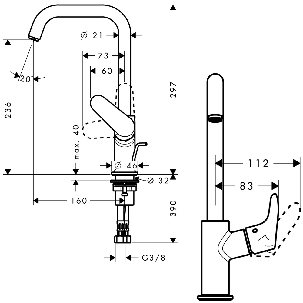 Servantbatteri Hansgrohe Focus 240