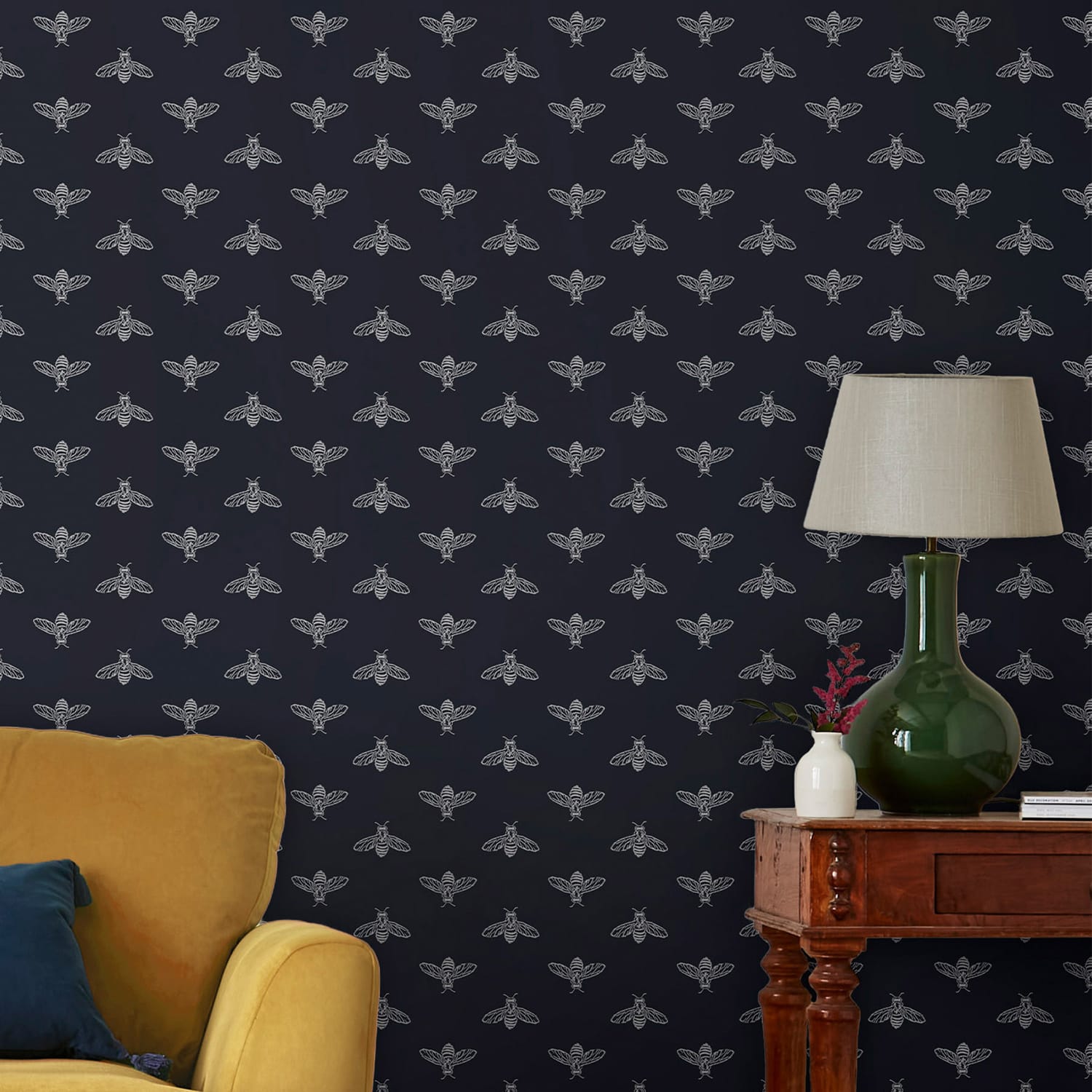Fototapet Joules Block Print Bee French Navy 10mx52 cm