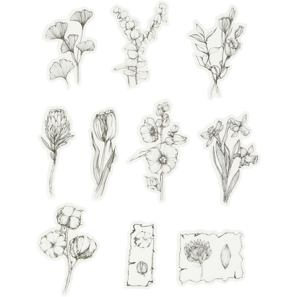 Stickers Creativ Company Washi Blomster Str 30-50 mm 30 Stk/1 Pk