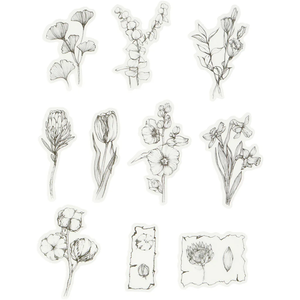 Stickers Creativ Company Washi Blomster Str 30-50 mm 30 Stk/1 Pk