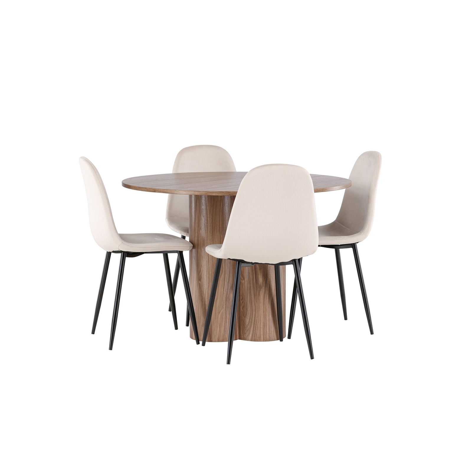 Spisegruppe Venture Home Olivia Ø110 med 4 stk Polar Stoler Fløyel