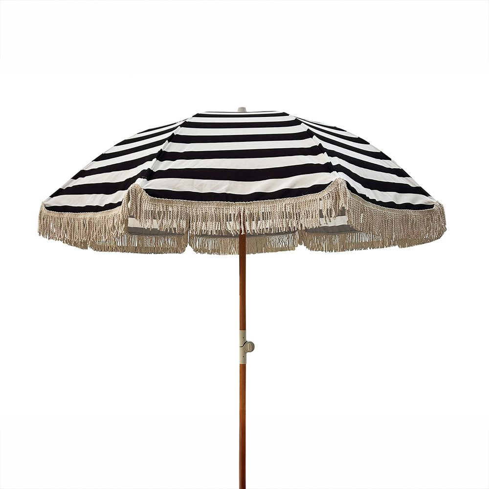 PARASOLL 200 CM, SVART/VIT RANDIG Sort/Hvit