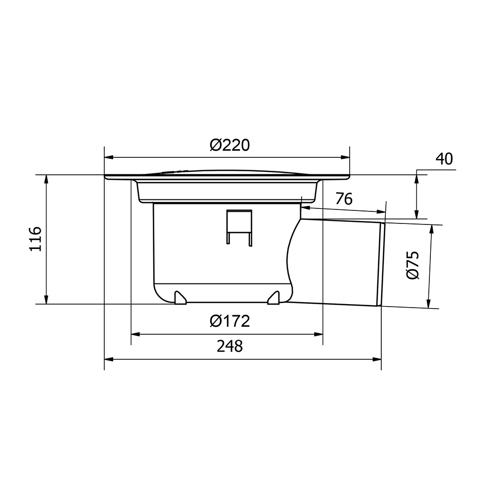 Golvbrunn Purus Oden 75 Sidoutlopp