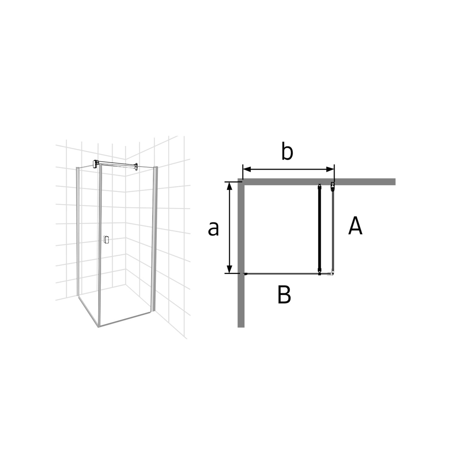 DUSJ IGLOO PRO ST 7 F IW 10 F N Profil: Aluminium, Dør: Frostet/Vegg: Frostet, Rett Dør: 685 + Fast Vegg 985
