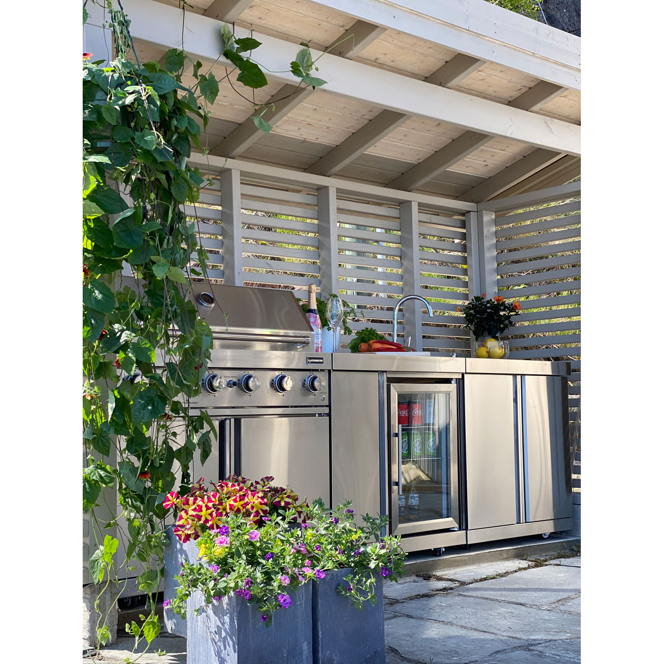 Oppvaskbenk Modul Myoutdoorkitchen Stainless Collection med Oppbevaringsskap