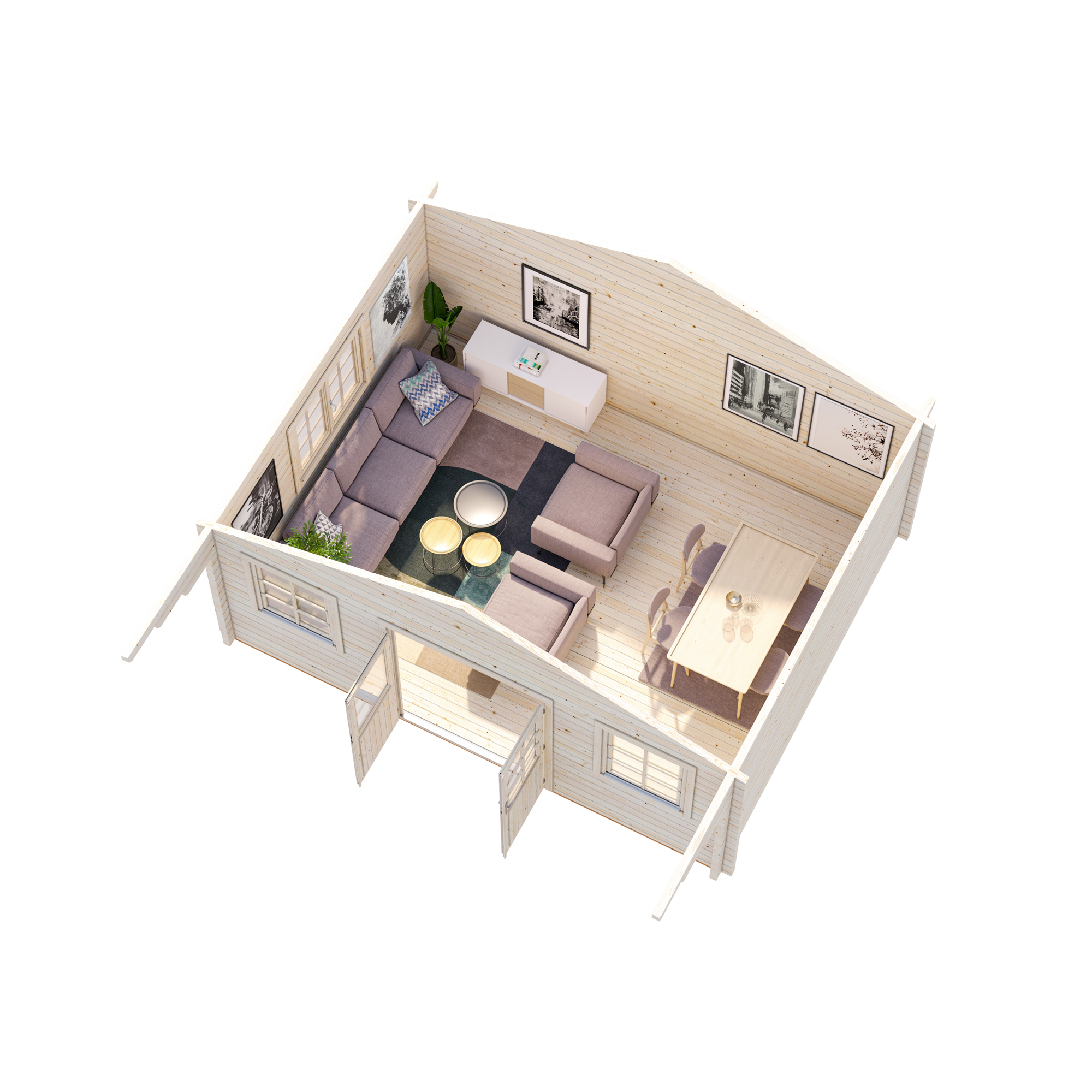 Anneks Palmako Helena 26 m2 med Shingel, Papp og Spiker