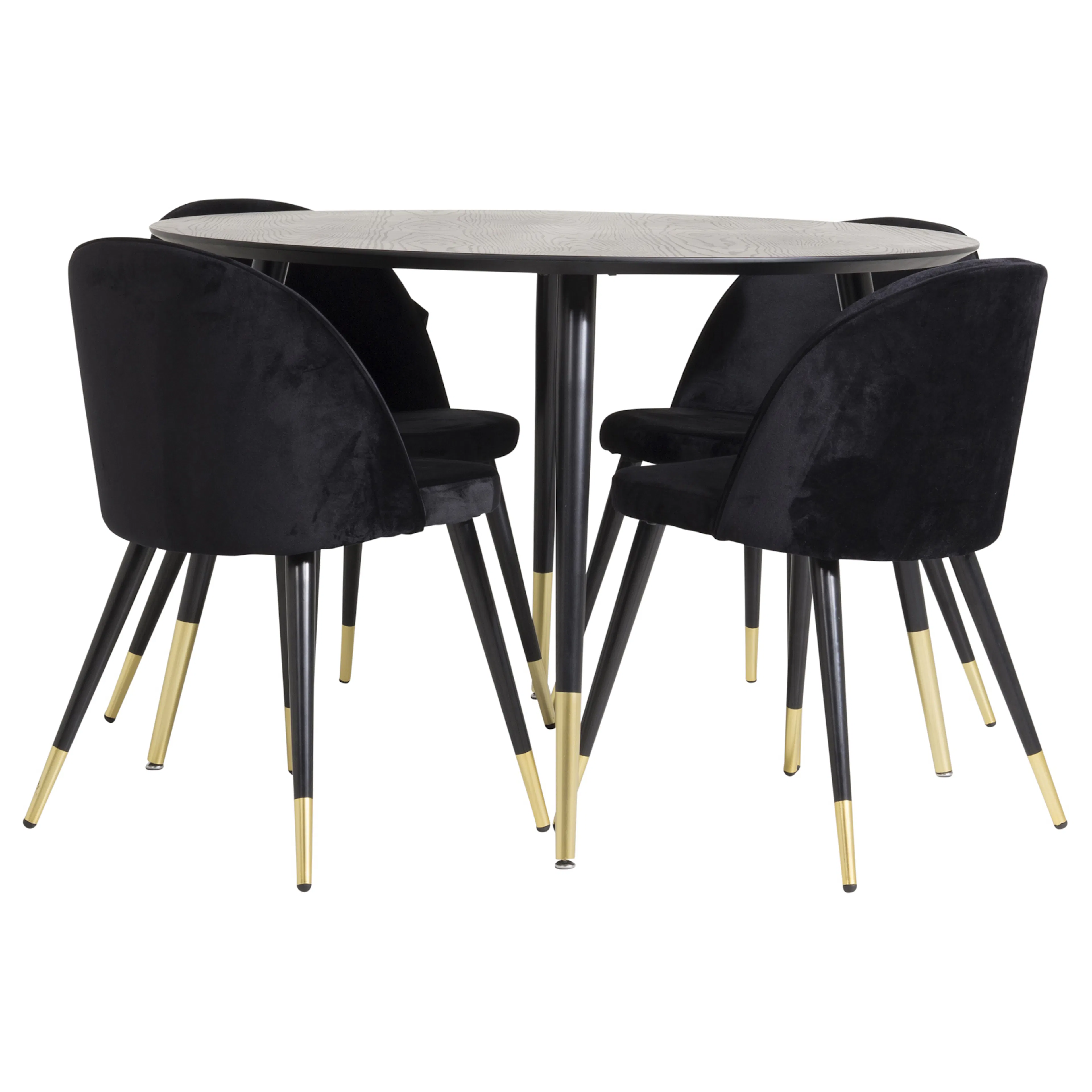 Spisegruppe Venture Home Dipp Ø115 cm med 4 Velvet Stoler