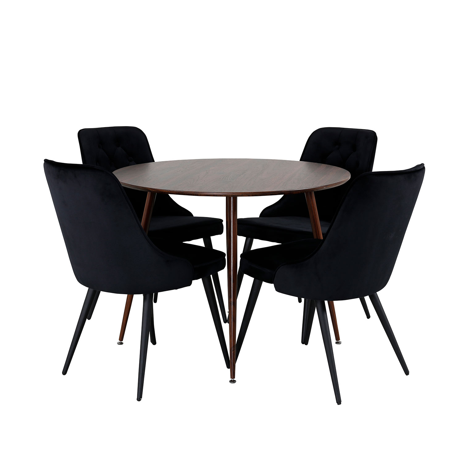 Spisegruppe Venture Home Plaza med 4 Velvet Deluxe Stoler