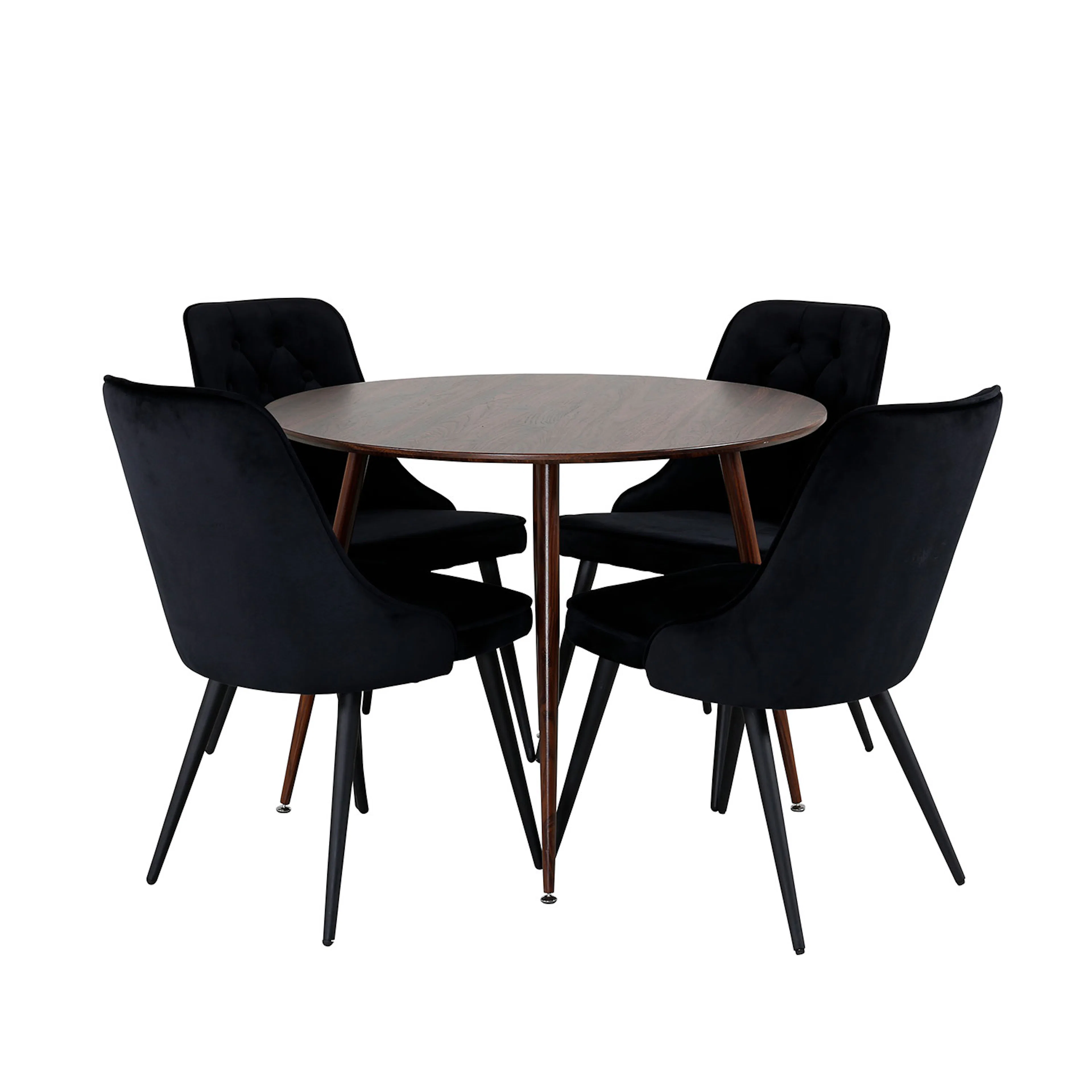 Spisegruppe Venture Home Plaza med 4 Velvet Deluxe Stoler