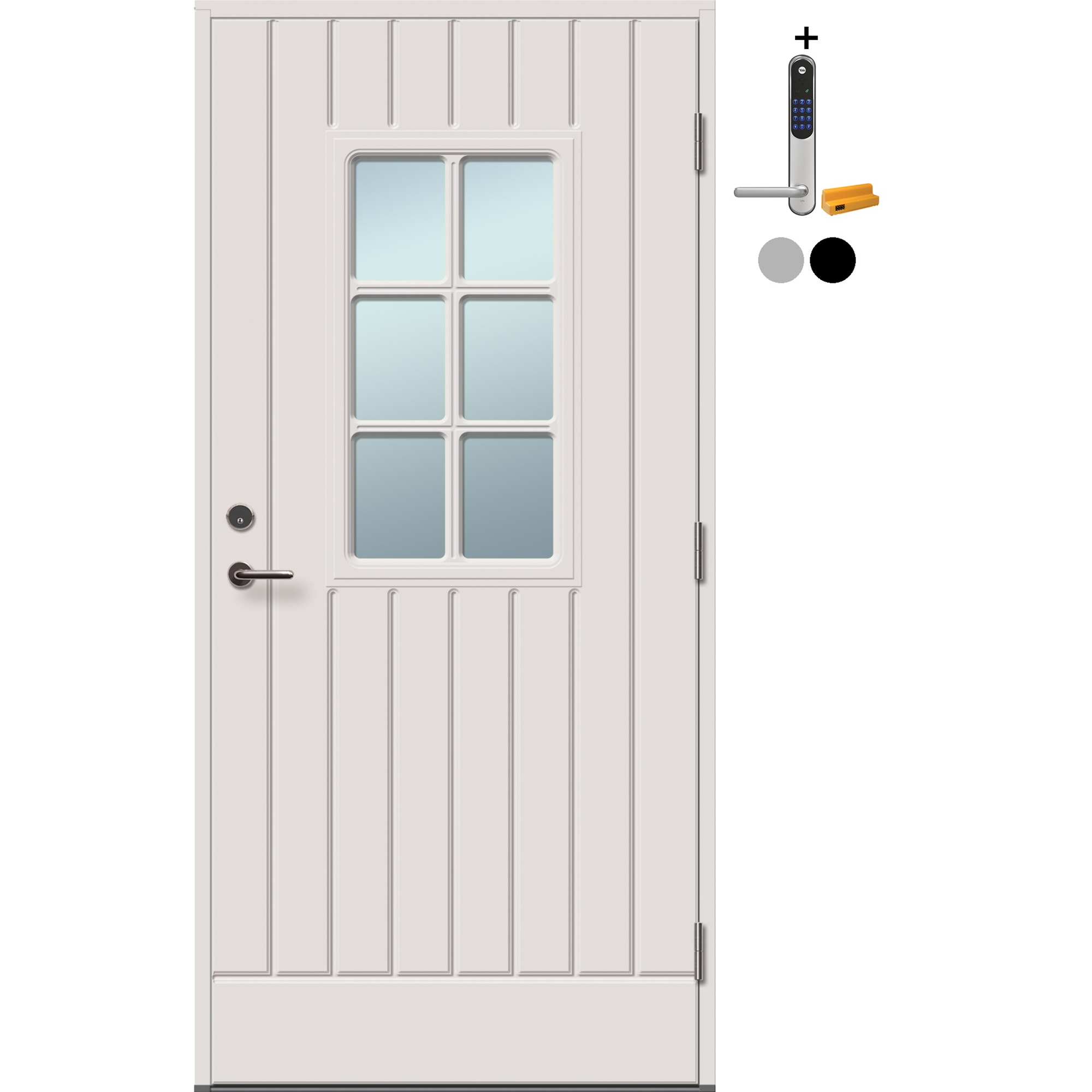 Ytterdør Tundøren Tun 505 Klarglass Hvit med Yale Doorman Classic Home