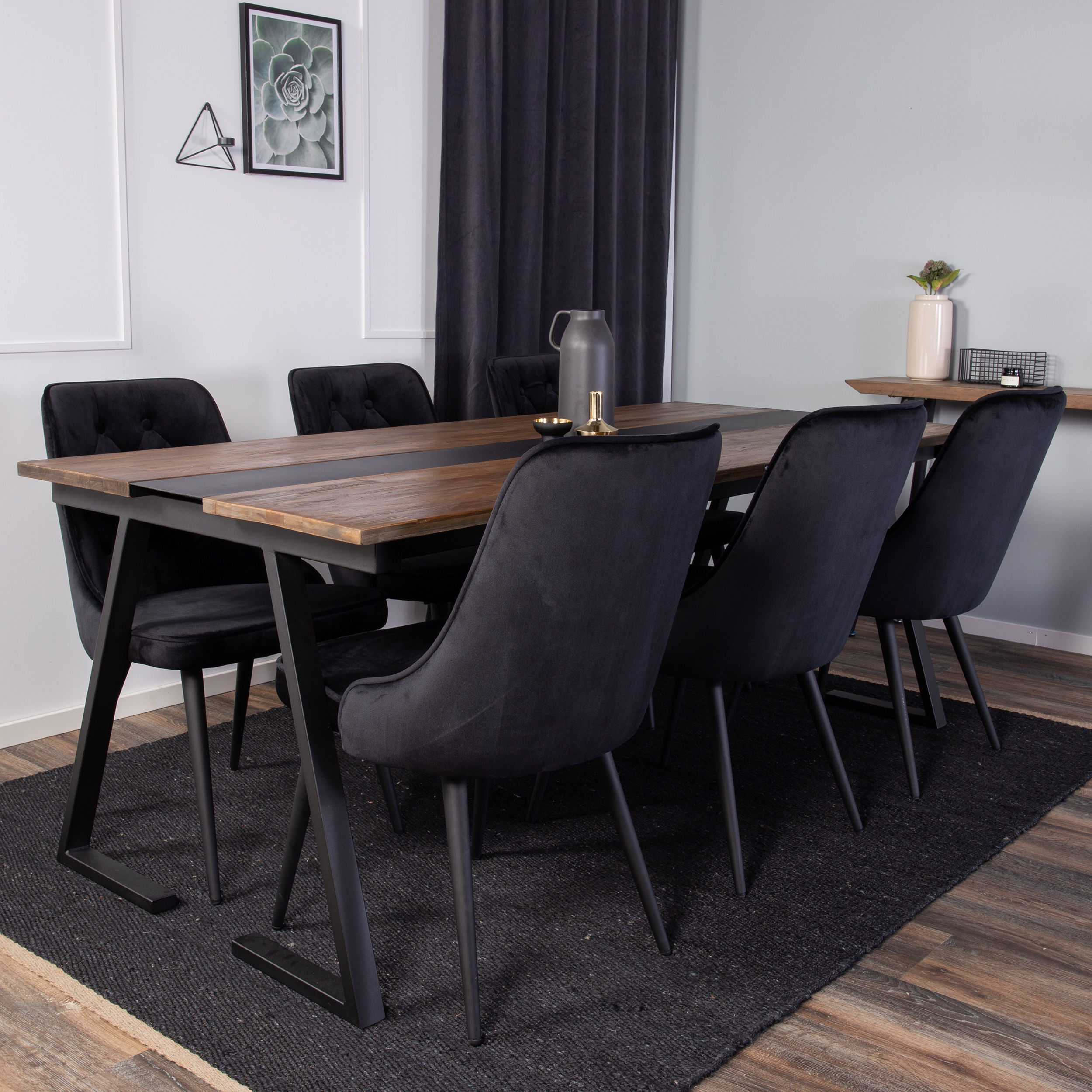 Spisegruppe Venture Home Jane med 6 Vera Stoler Fløyel