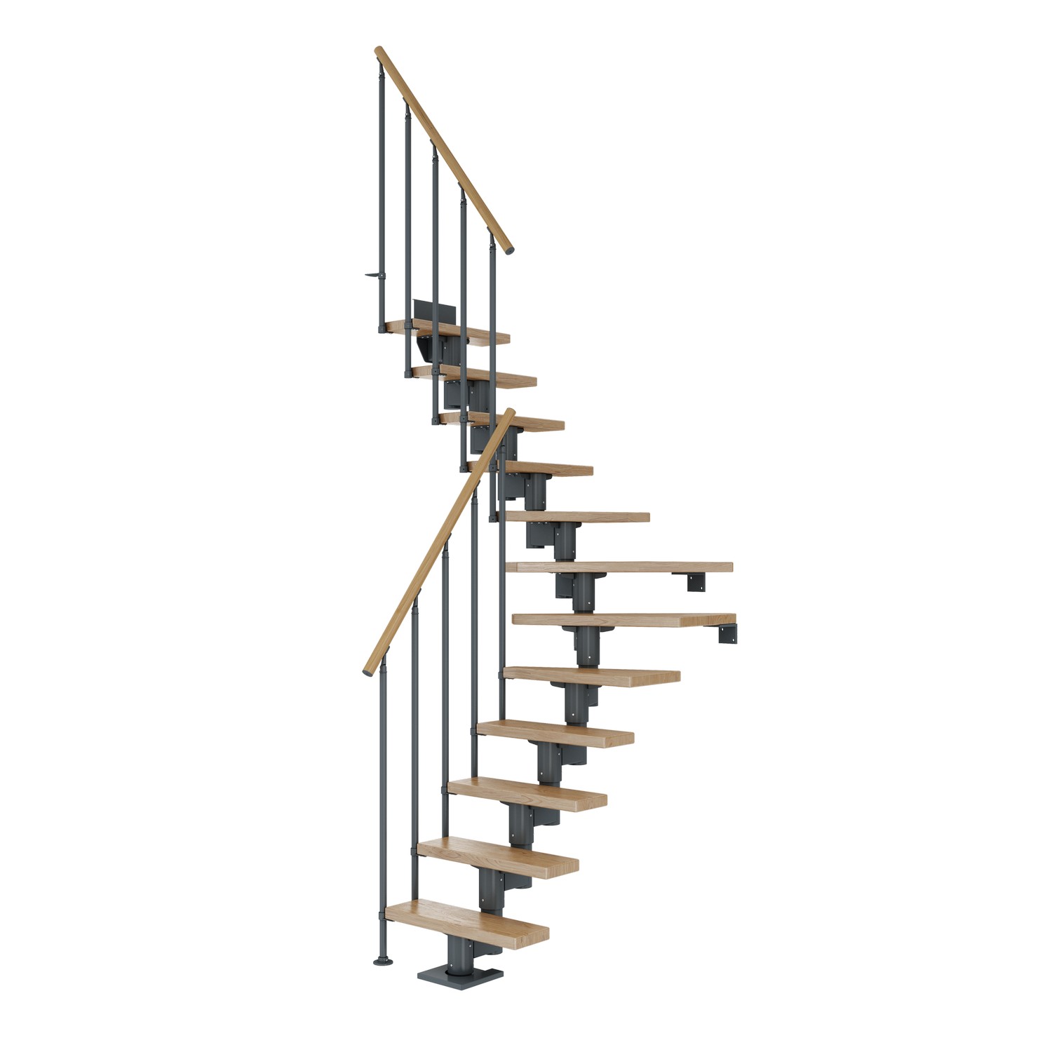 DUBLIN ek 1/4 svängd antracit CLASSIC II räcke 11T 71cm Antrasitt, LxB: 1890x710 mm