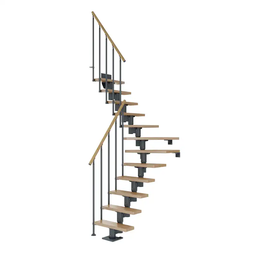 DUBLIN ek 1/4 svängd antracit CLASSIC II räcke 11T 71cm Antrasitt, LxB: 1890x710 mm
