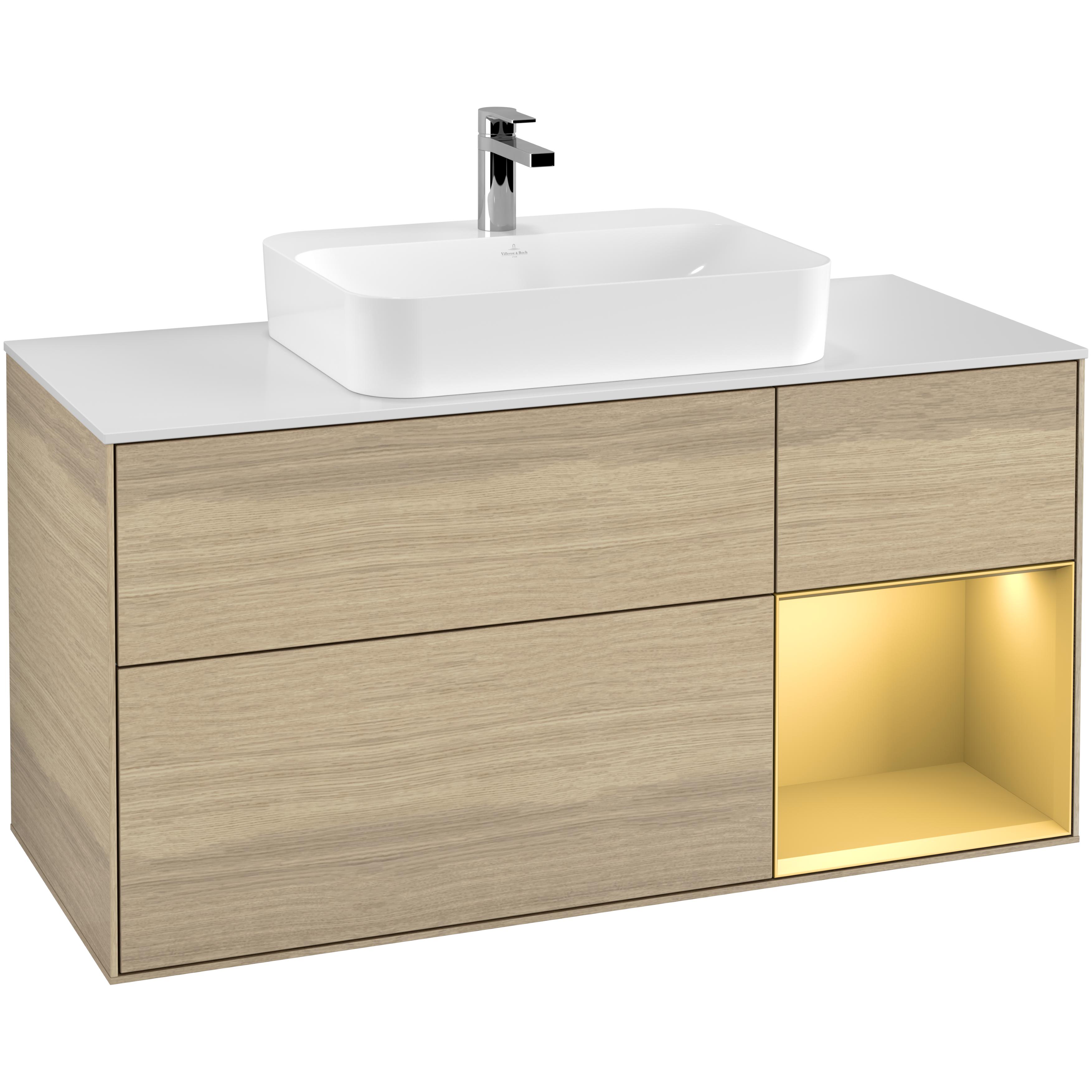 Tvättställsskåp Villeroy & Boch Finion med 3 Lådor Hylla och Bänkskiva för Ytmonterat Tvättställ