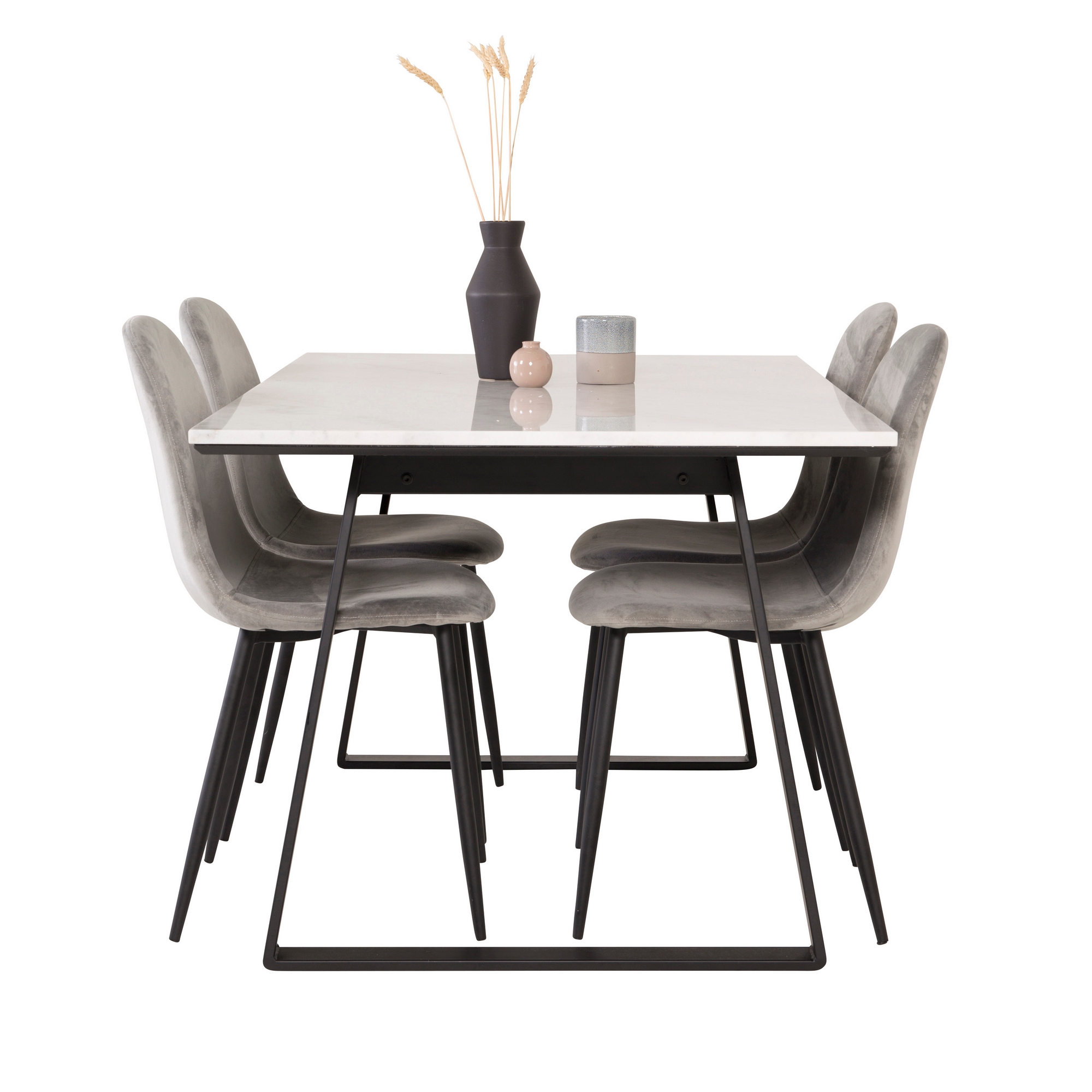 Spisegruppe Venture Home Estelle 140 med 4 Pobbie Stoler Fløyel