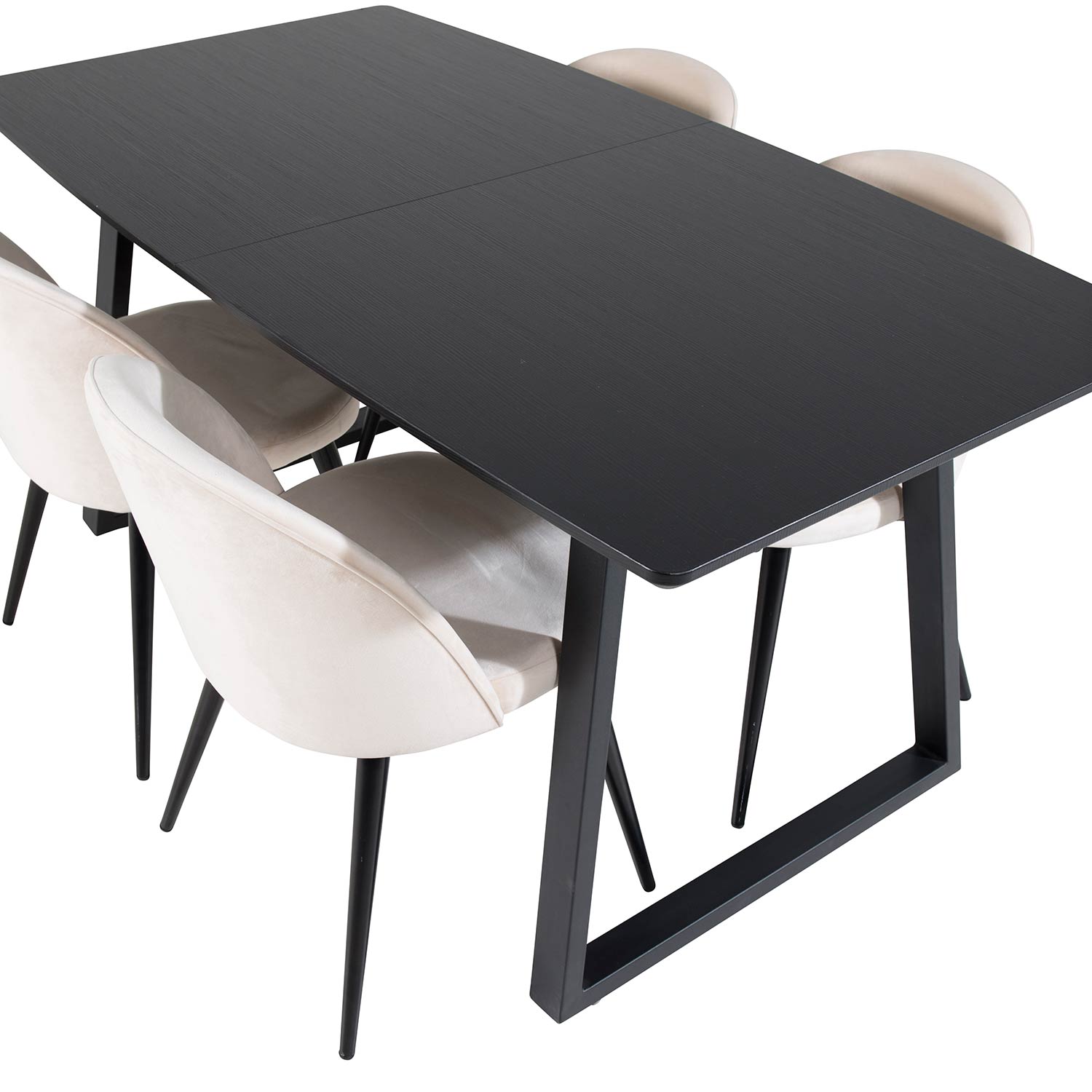Spisegruppe Venture Home Ina med 4 Valentina Stoler Fløyel