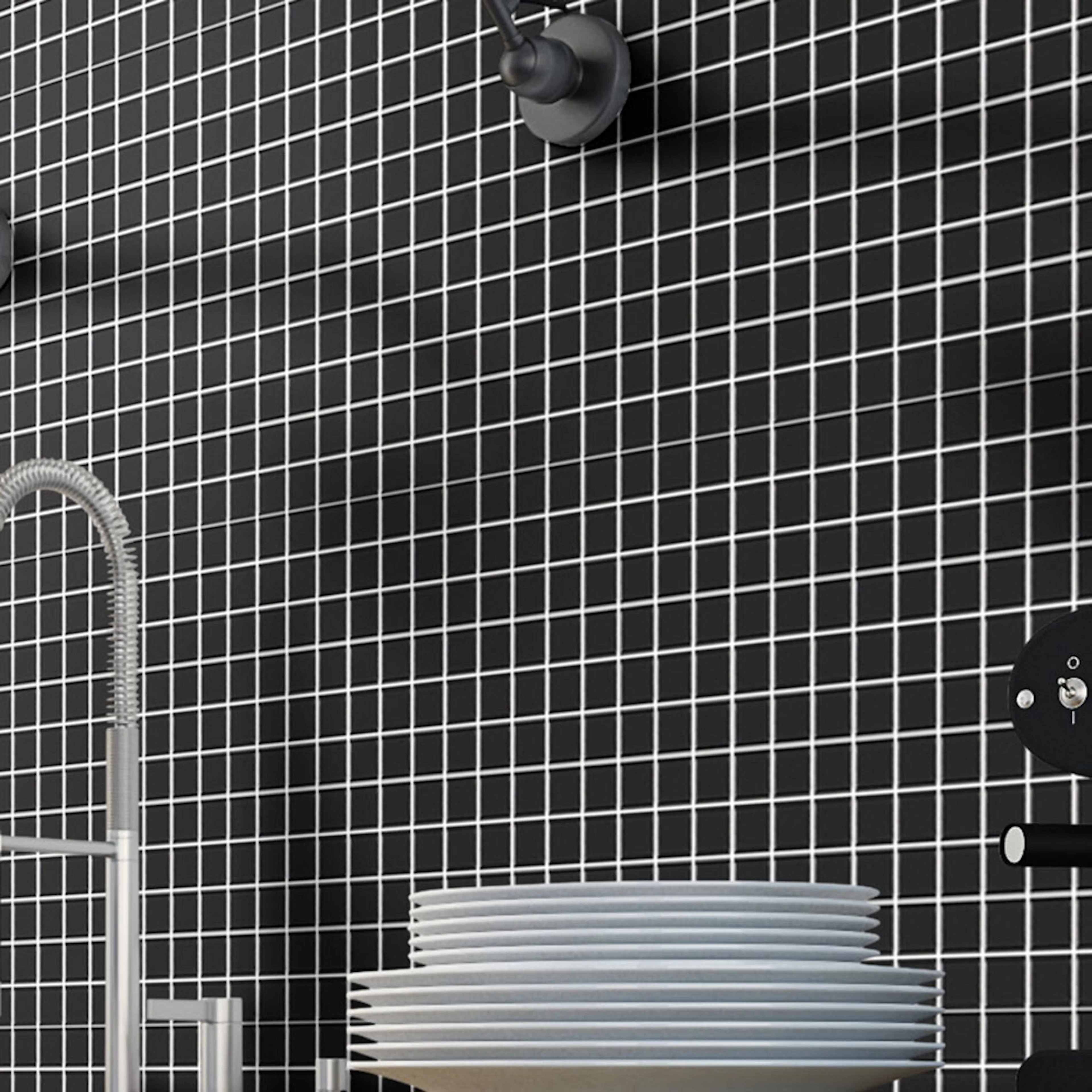 KlinkerMosaikk Arredo Titan Sort Matt 3x3 cm