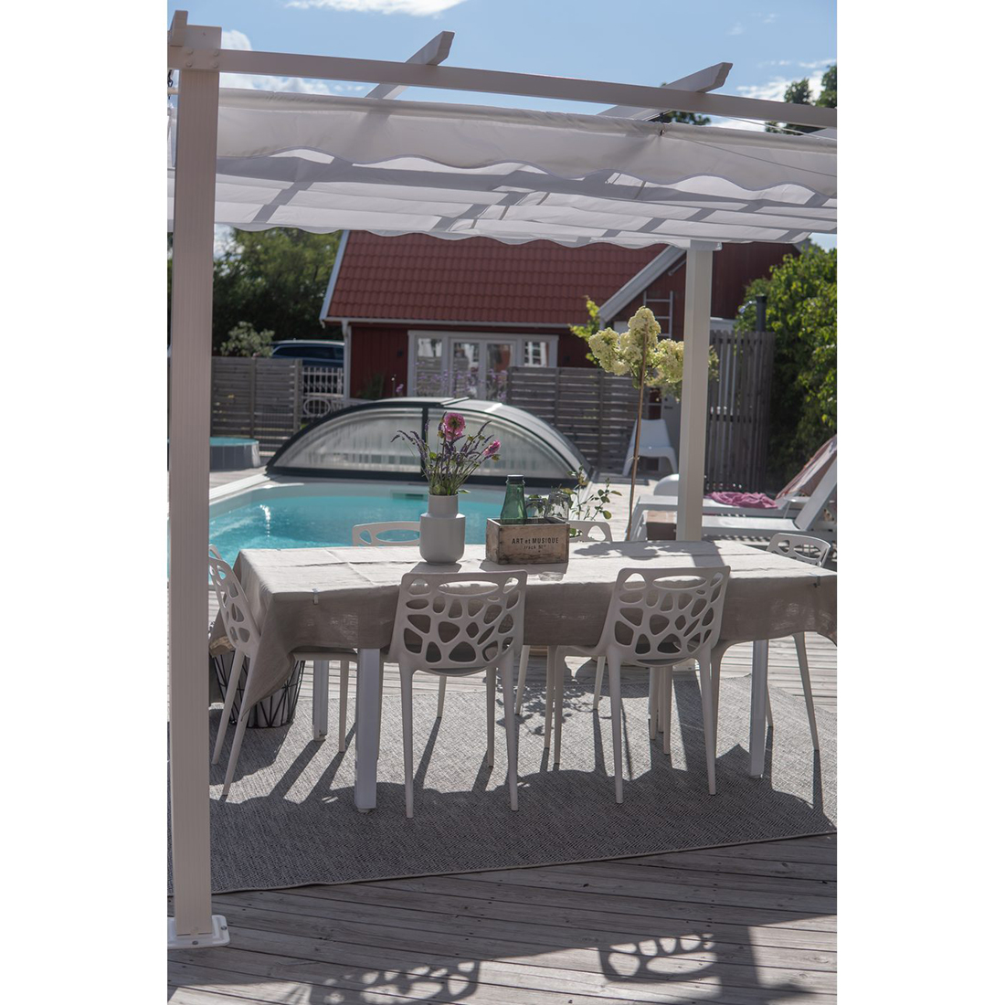 Pergola 3x3 m Vit Hvit/Hvit