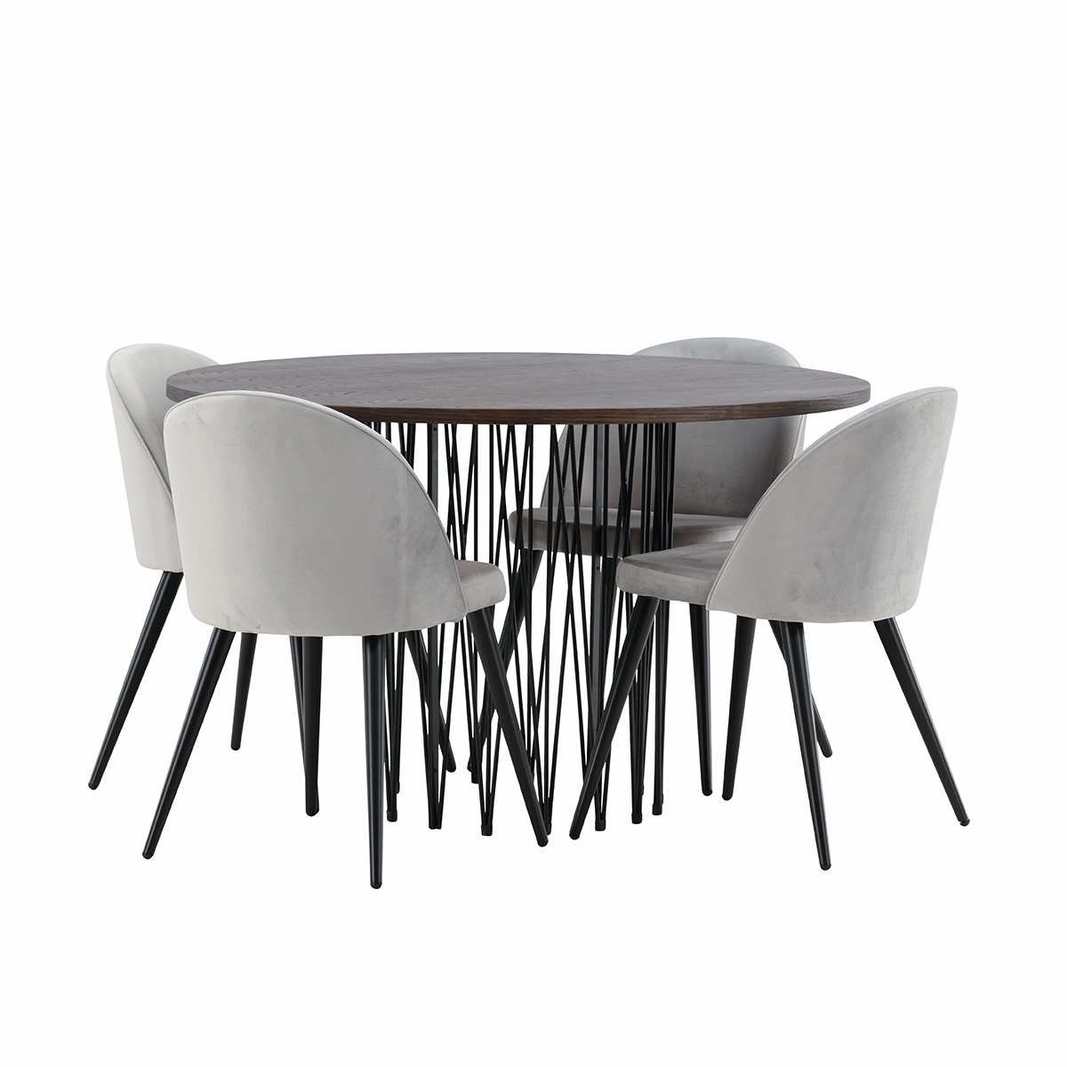Spisegruppe furniture/fashion Stone med 4 Velvet Stoler