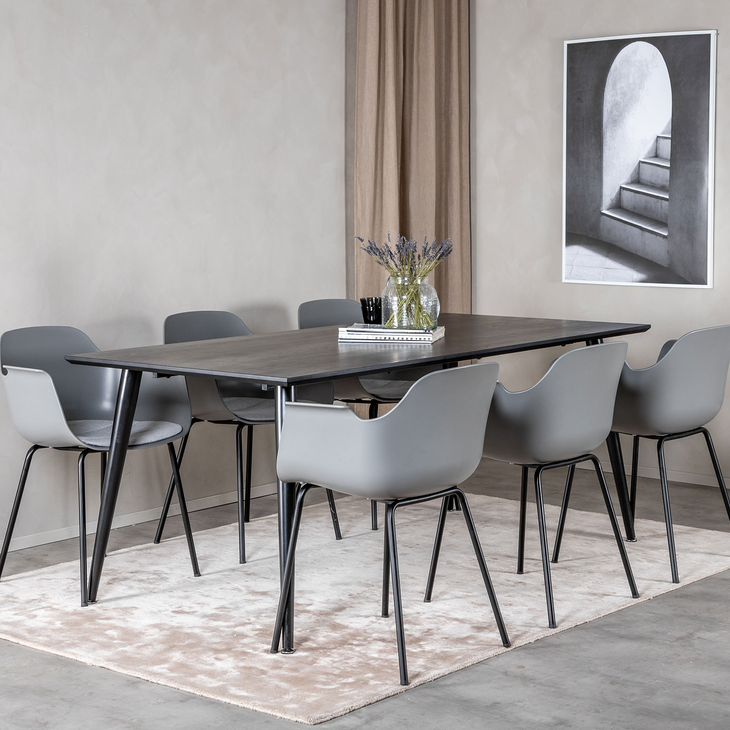 Spisegruppe Venture Home Dipp med 6 Comfort Plastic Stoler