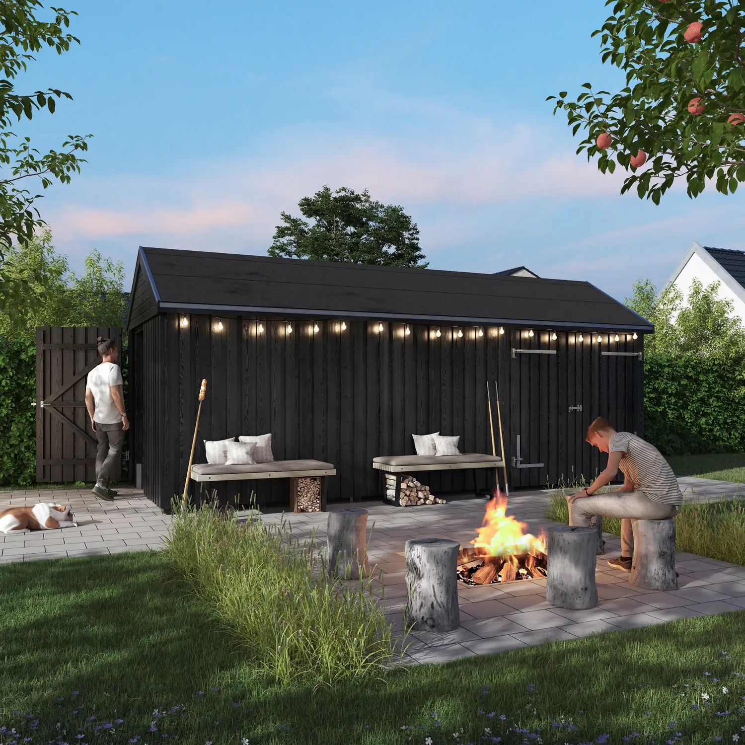 Utebod PLUS Classic Multi Hagehus 3 Moduler Enkel/Dobbeldør Lukket 14,5m2