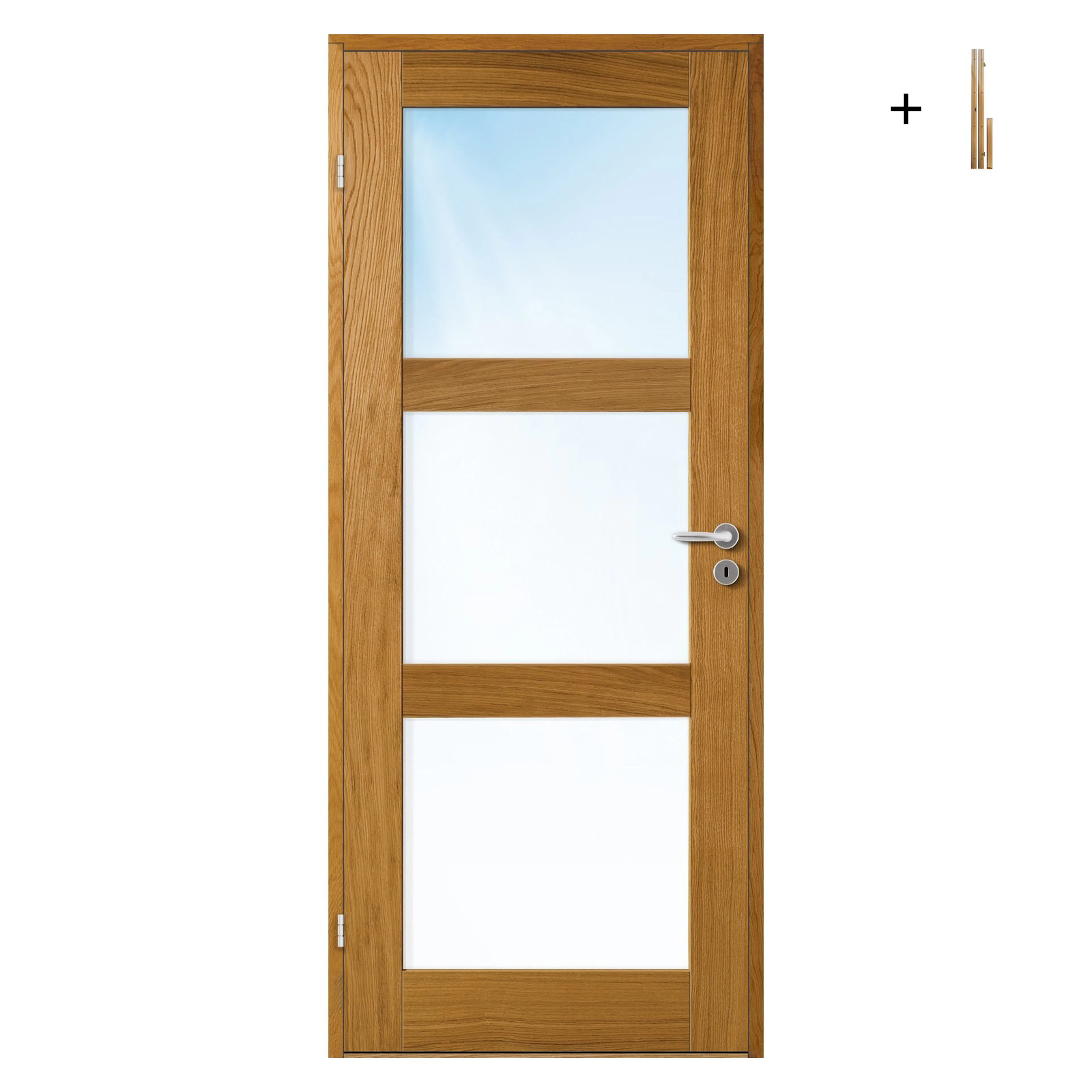 DØRBL ID STIL3 EIK 7X19 FR GL BYGG1 med Karmsett BxH: 70x190 (dørbladmål: 62,5x184), Frostet Glass