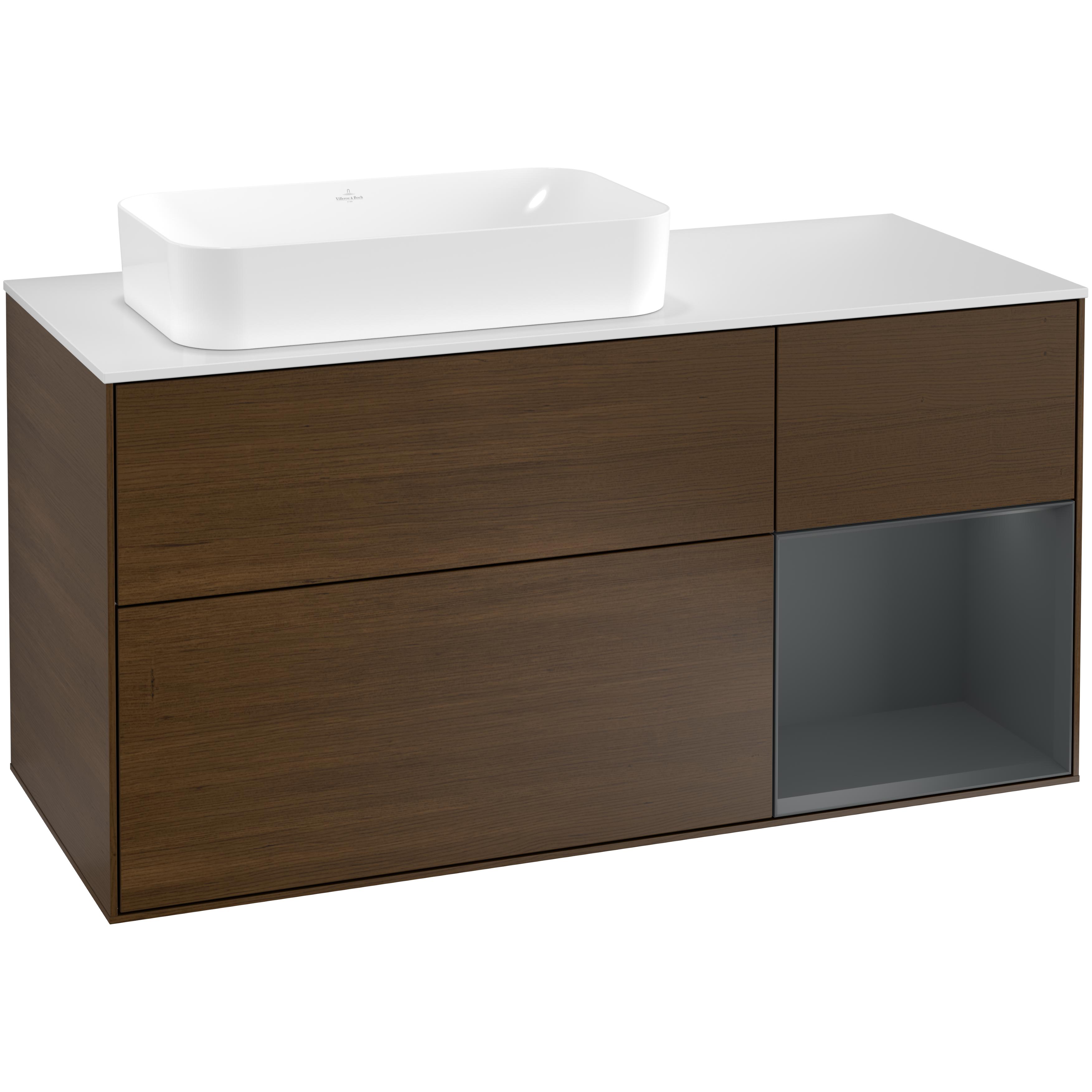 Tvättställsskåp Villeroy & Boch Finion med 3 Lådor Hylla och Bänkskiva för Ocentrerat Fristående Tvättställ