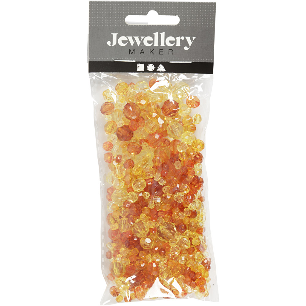 Plastperler Creativ Company Harmoni Facettperlemix Str 4-12 mm Hullstr 1-2,5 mm1 Pk