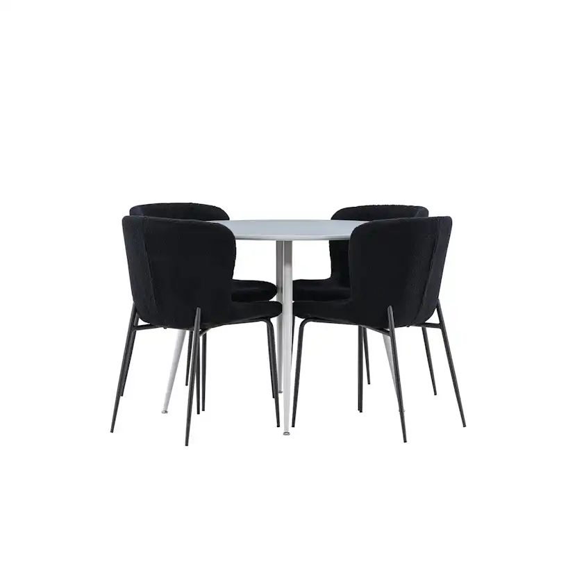 Spisegruppe Venture Home Plaza Ø100 med 4 stk Modesto Stoler