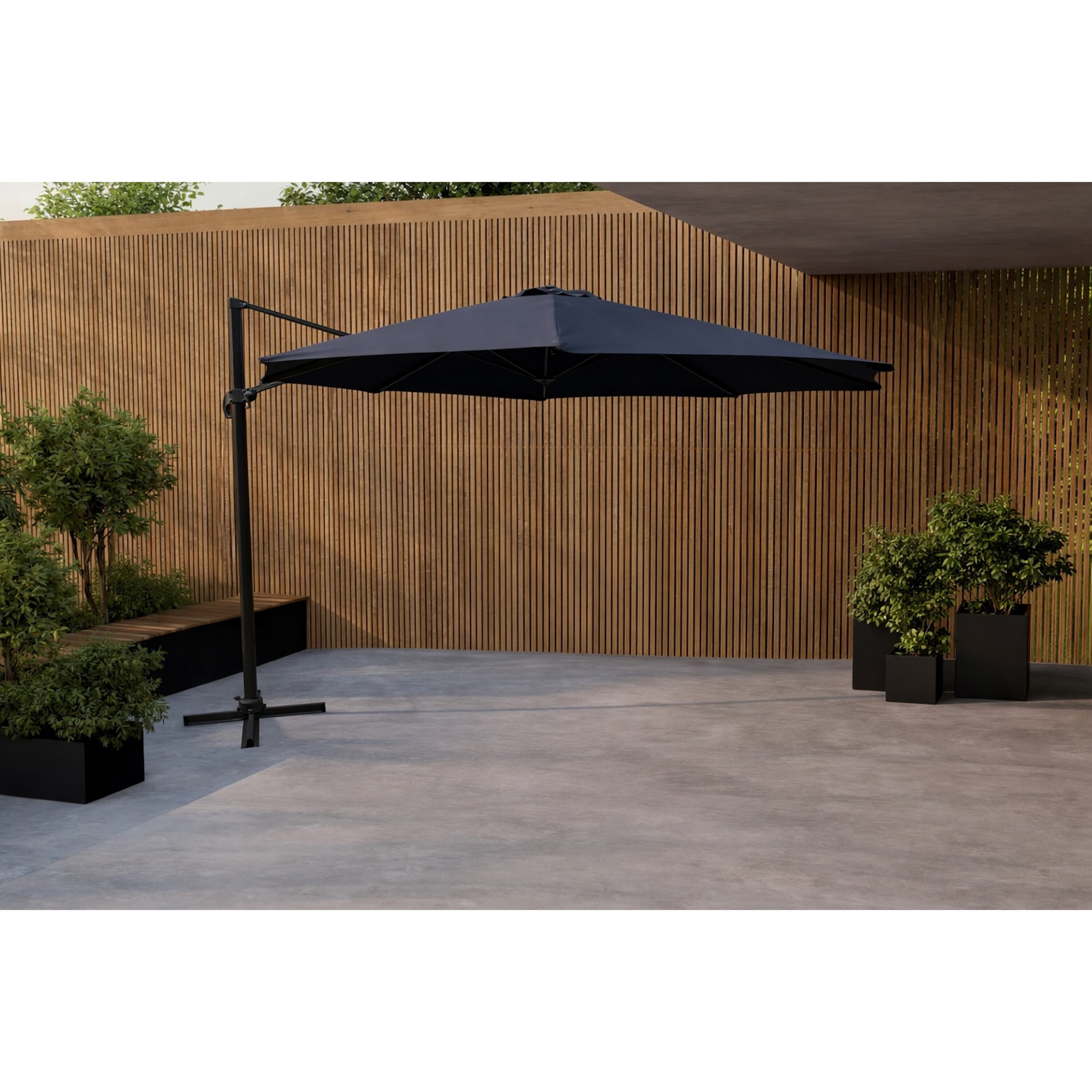 Leeds - Umbrella 3,5m - Black Alu/Black Fabric Sort/Sort, Ø 3,5 m