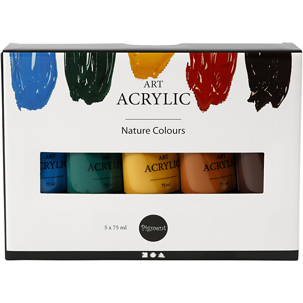 Akrylmaling Creativ Company Pigment Ass Farger Naturfarger 5 stk 75 ml/1 Pk