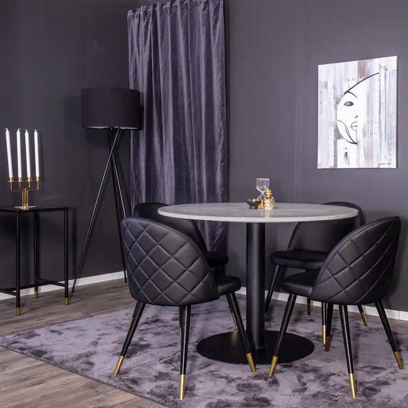 Spisegruppe Venture Home Roxanna med 4 Valentina Stoler Lær
