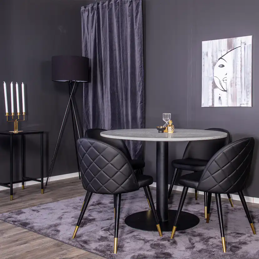 Spisegruppe Venture Home Roxanna med 4 Valentina Stoler Lær