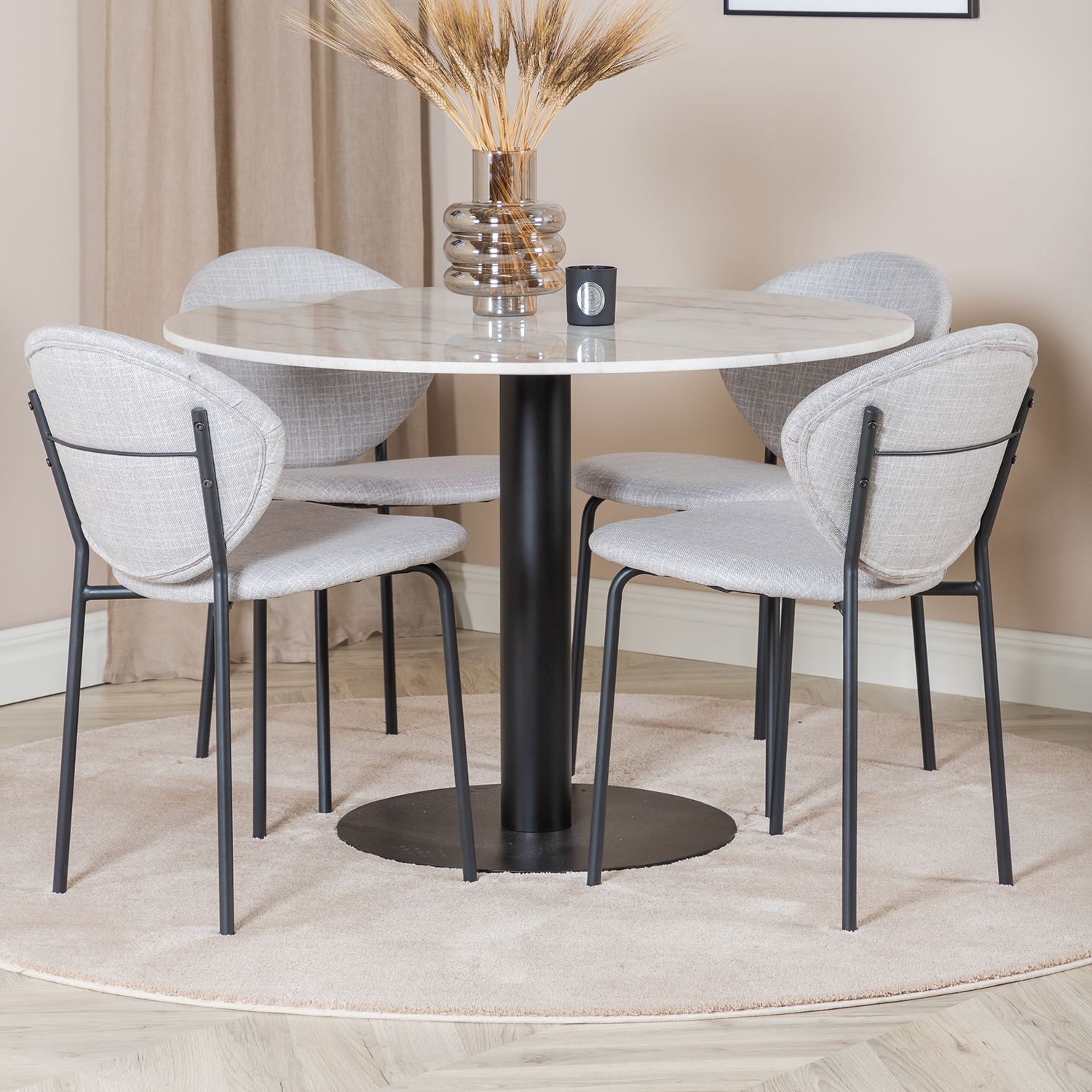 Spisegruppe Venture Home Estelle med 4 Valor Stoler Polyester