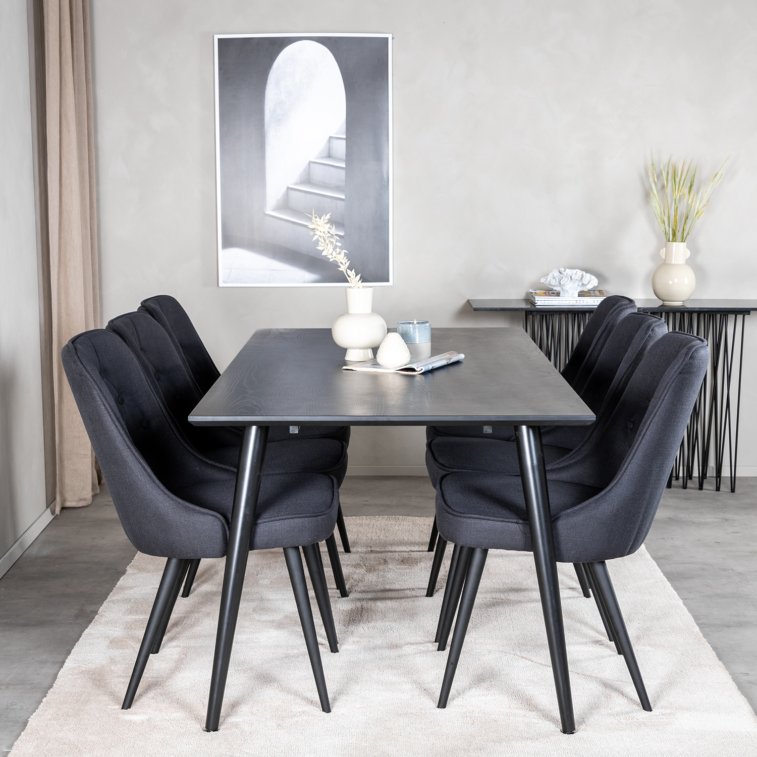 Spisegruppe Venture Home Dipp med 6 Velvet Deluxe Stoler