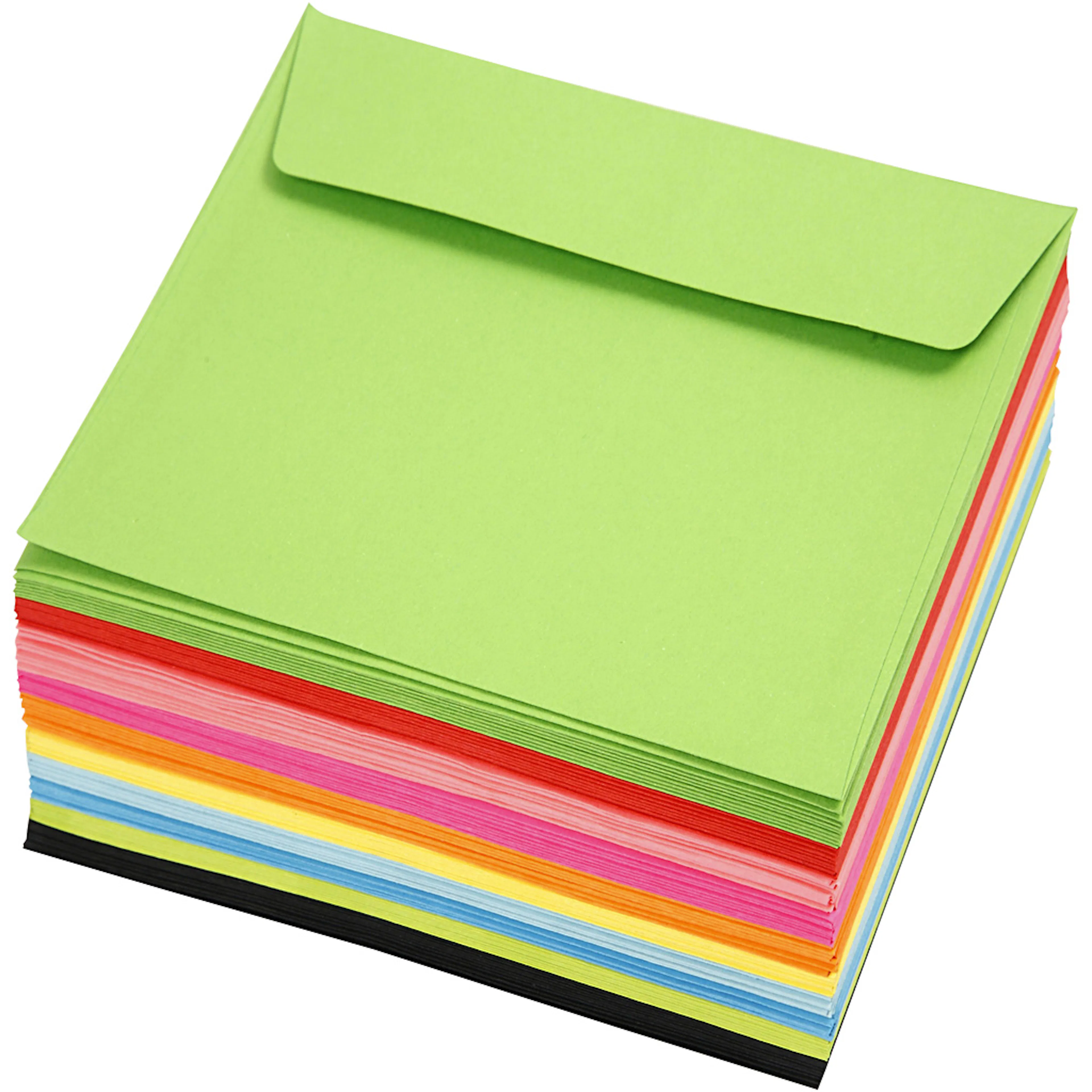 Fargede Konvolutter Creativ Company Ass Farger Str 16x16 cm 10x10 Stk/1 Pk